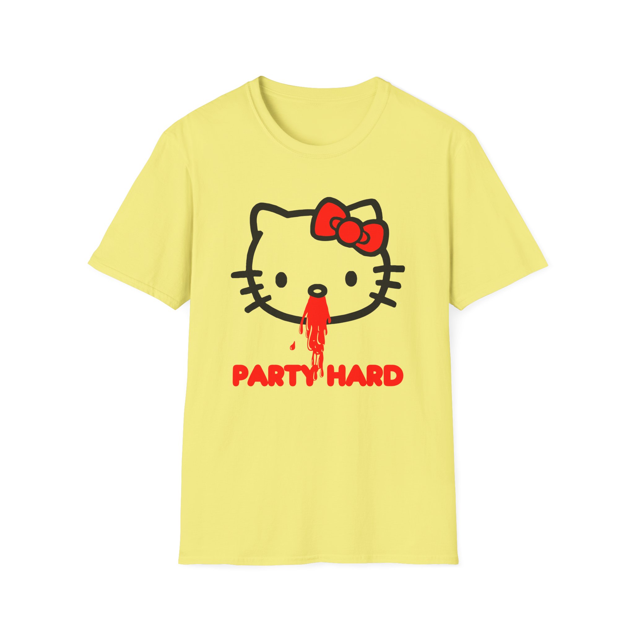 Andrew Wk Hello Party Kitty Parody Unisex Softstyle T-Shirt