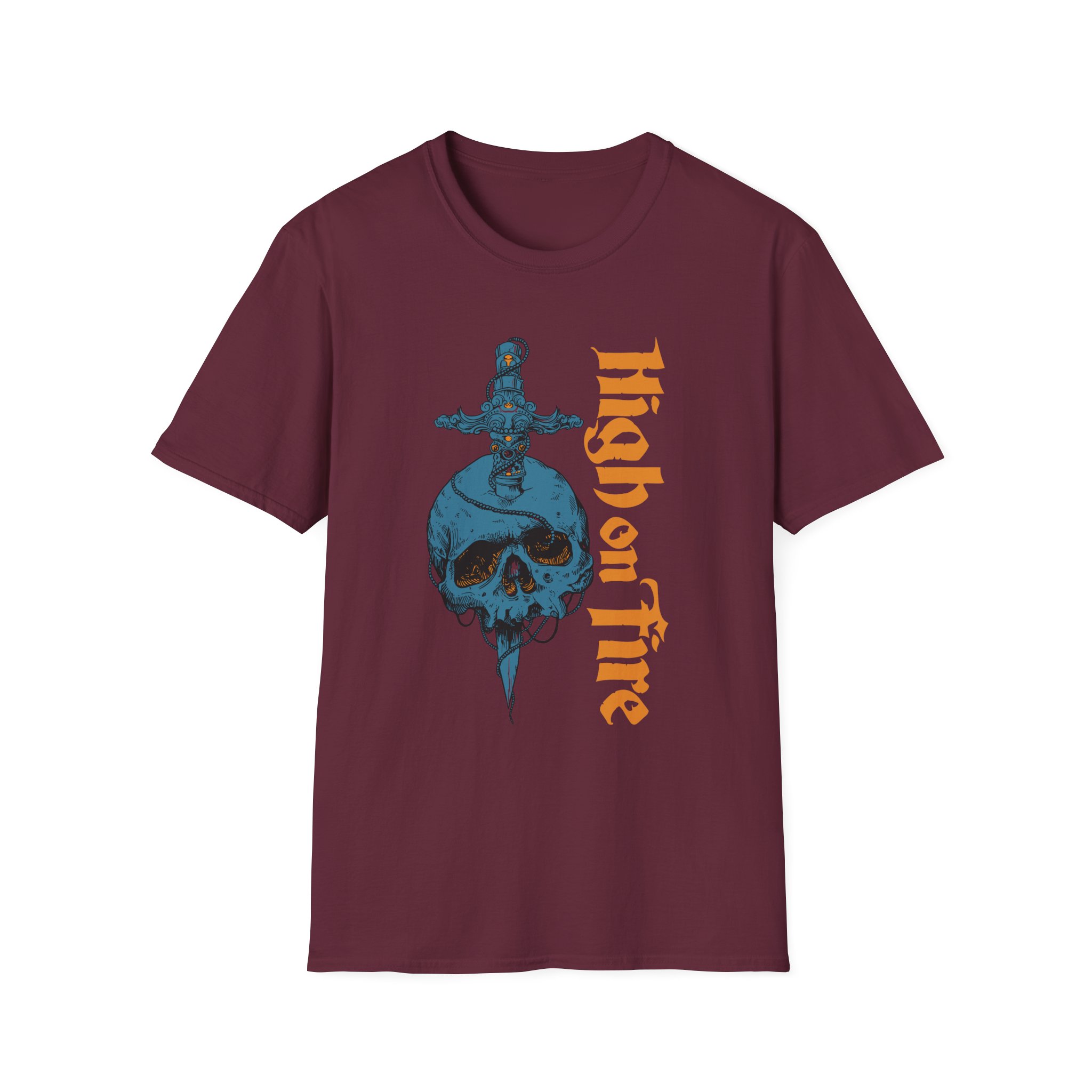 High on Fire Skull Knife Unisex Softstyle T-Shirt