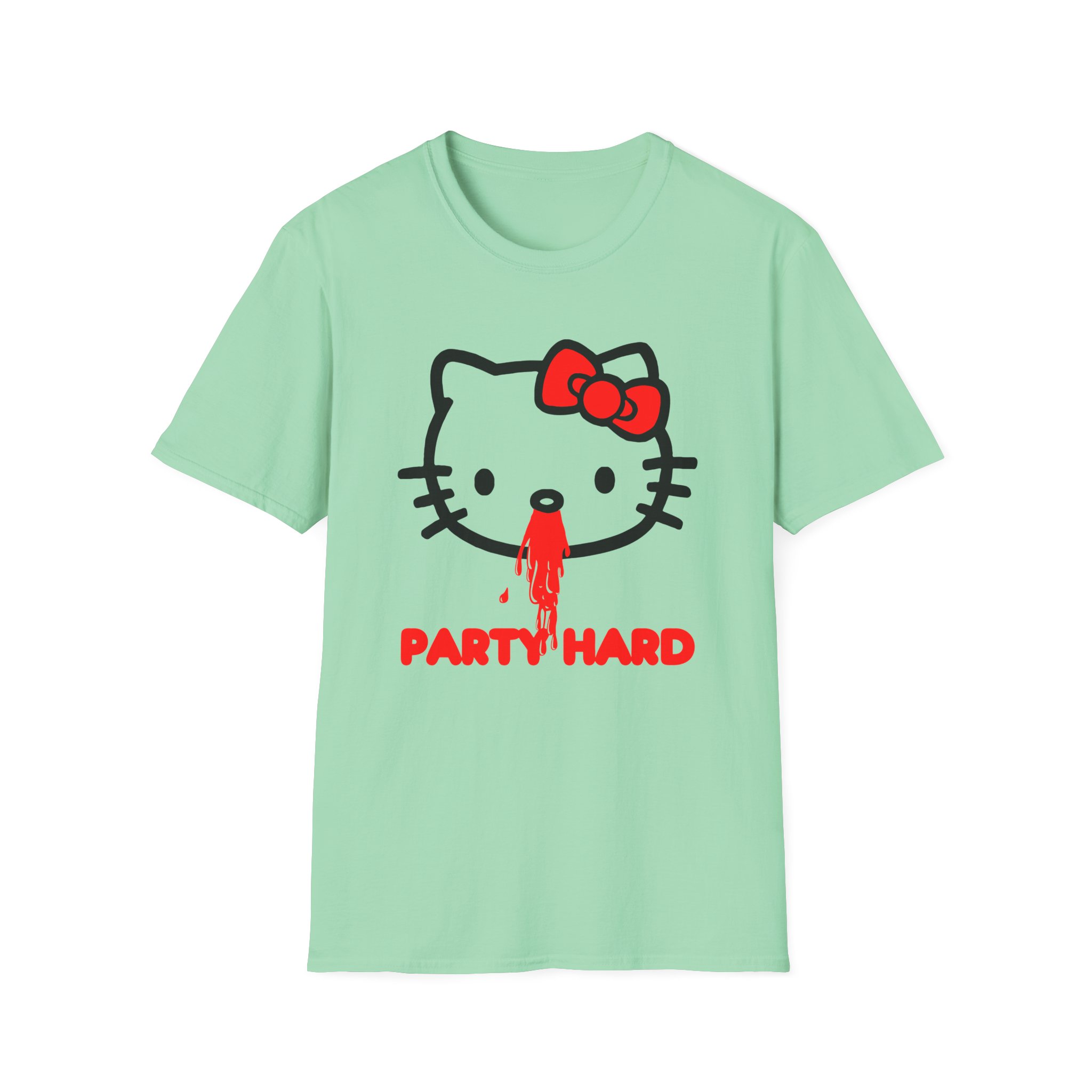 Andrew Wk Hello Party Kitty Parody Unisex Softstyle T-Shirt