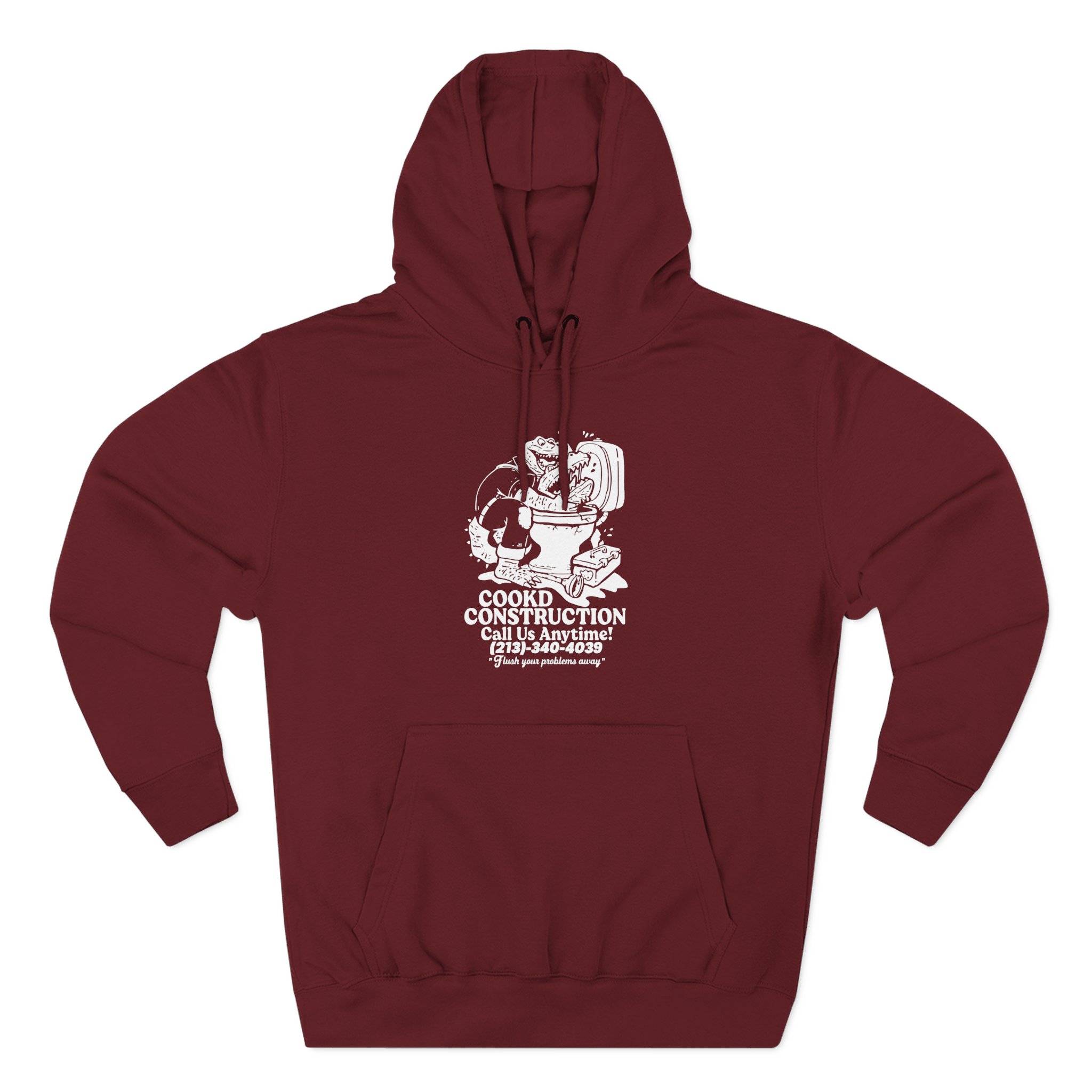 Lazarbeam  Cookd Construction Call Us Anytime Three-Panel Fleece Hoodie
