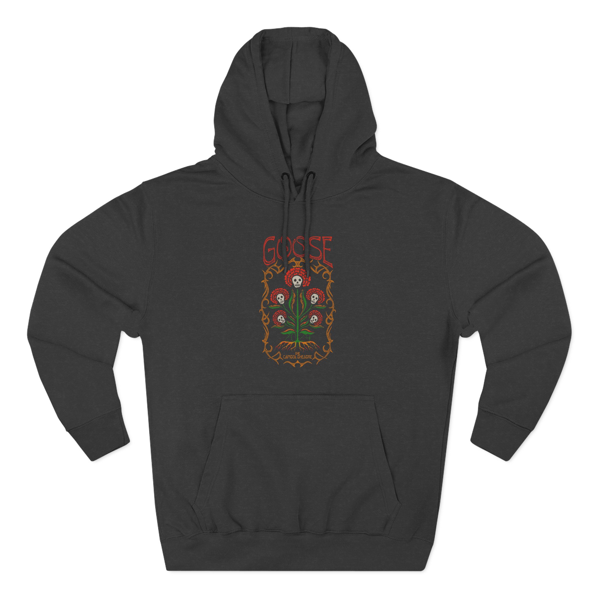 Goose Skull Flowers Three-Panel Fleece Hoodie
