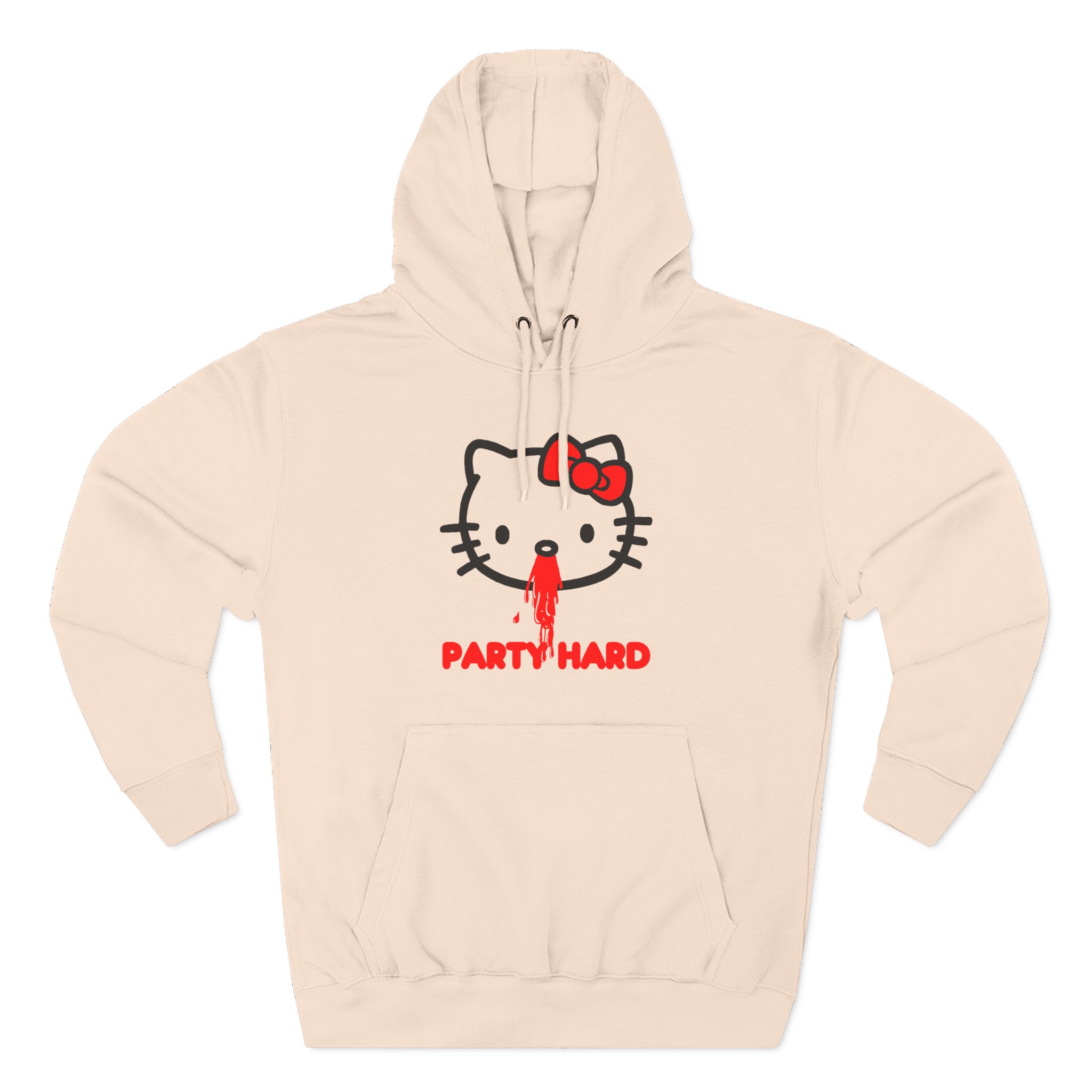 Andrew Wk Hello Party Kitty Parody Three-Panel Fleece Hoodie