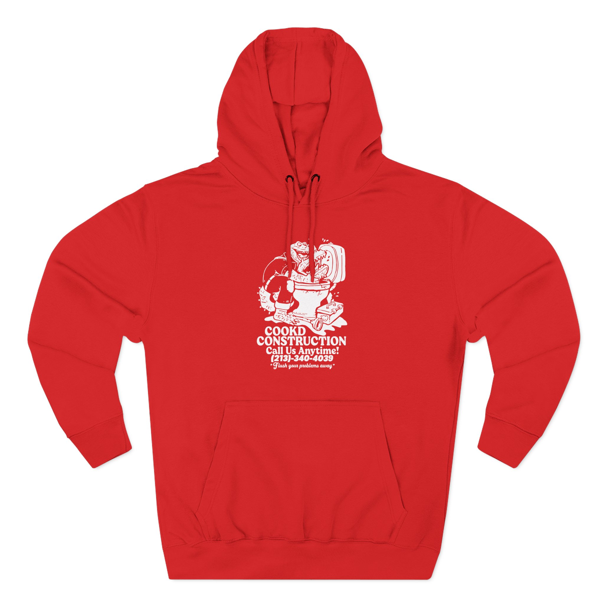 Lazarbeam  Cookd Construction Call Us Anytime Three-Panel Fleece Hoodie