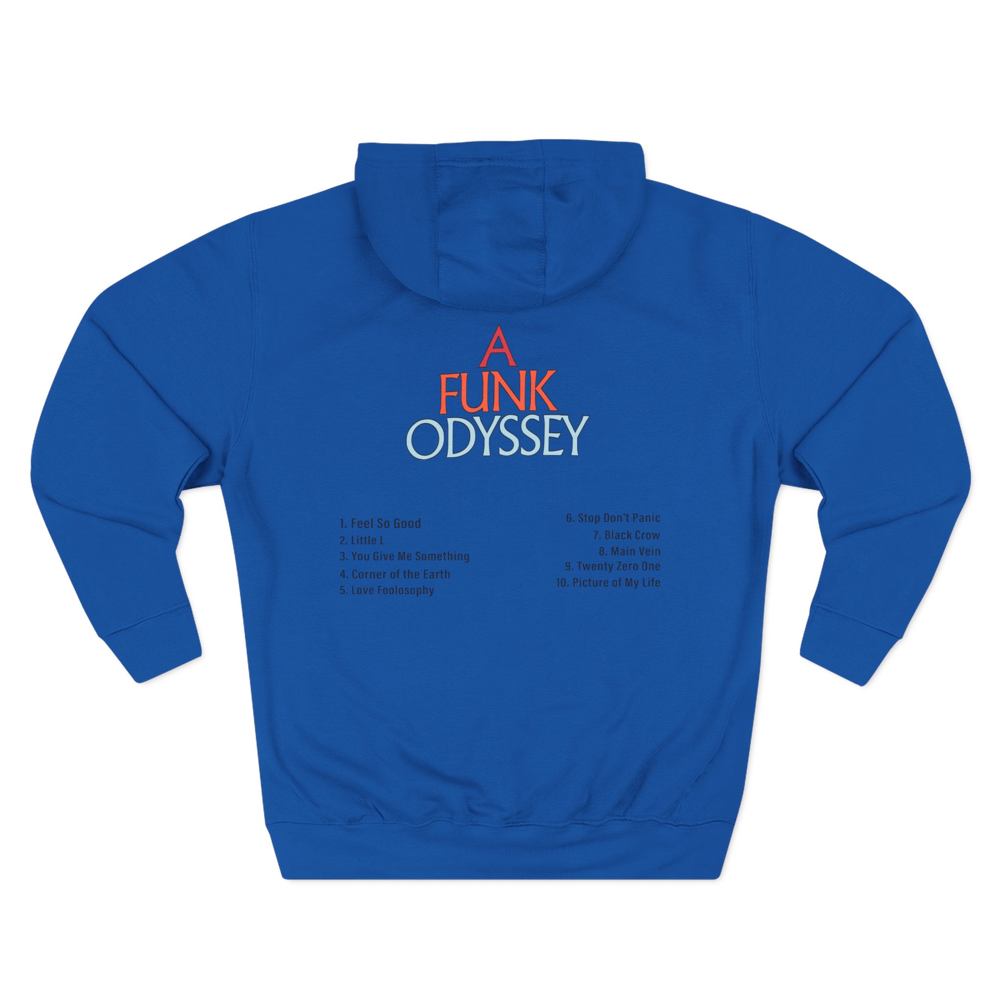 J Funk Odyssey Tracklist Three-Panel Fleece Hoodie