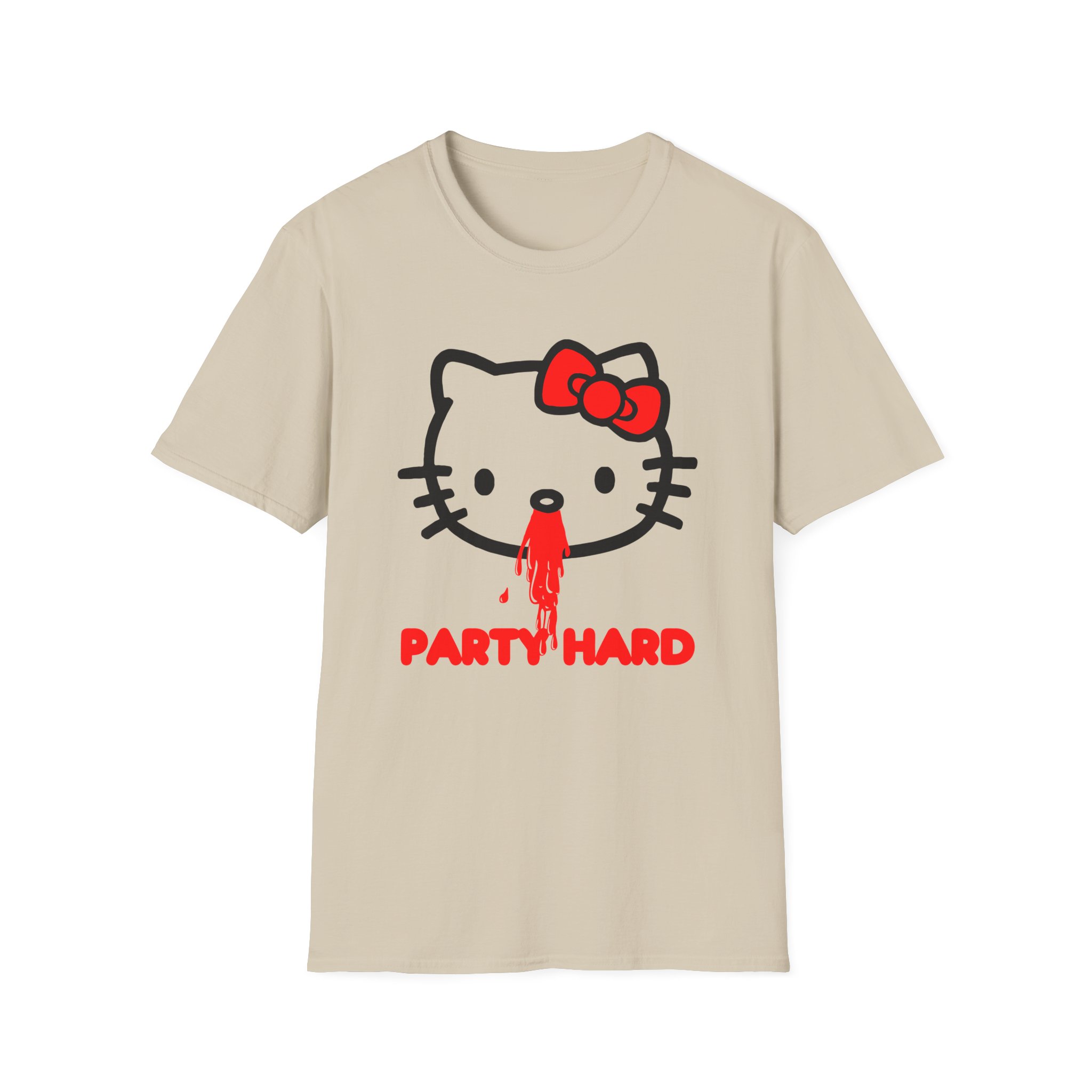 Andrew Wk Hello Party Kitty Parody Unisex Softstyle T-Shirt