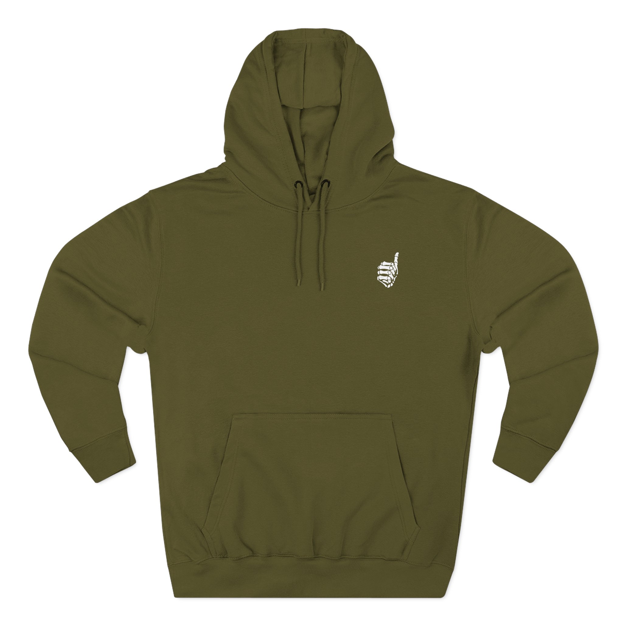 Mrballen Embroidered Skeleton Thumb Three-Panel Fleece Hoodie