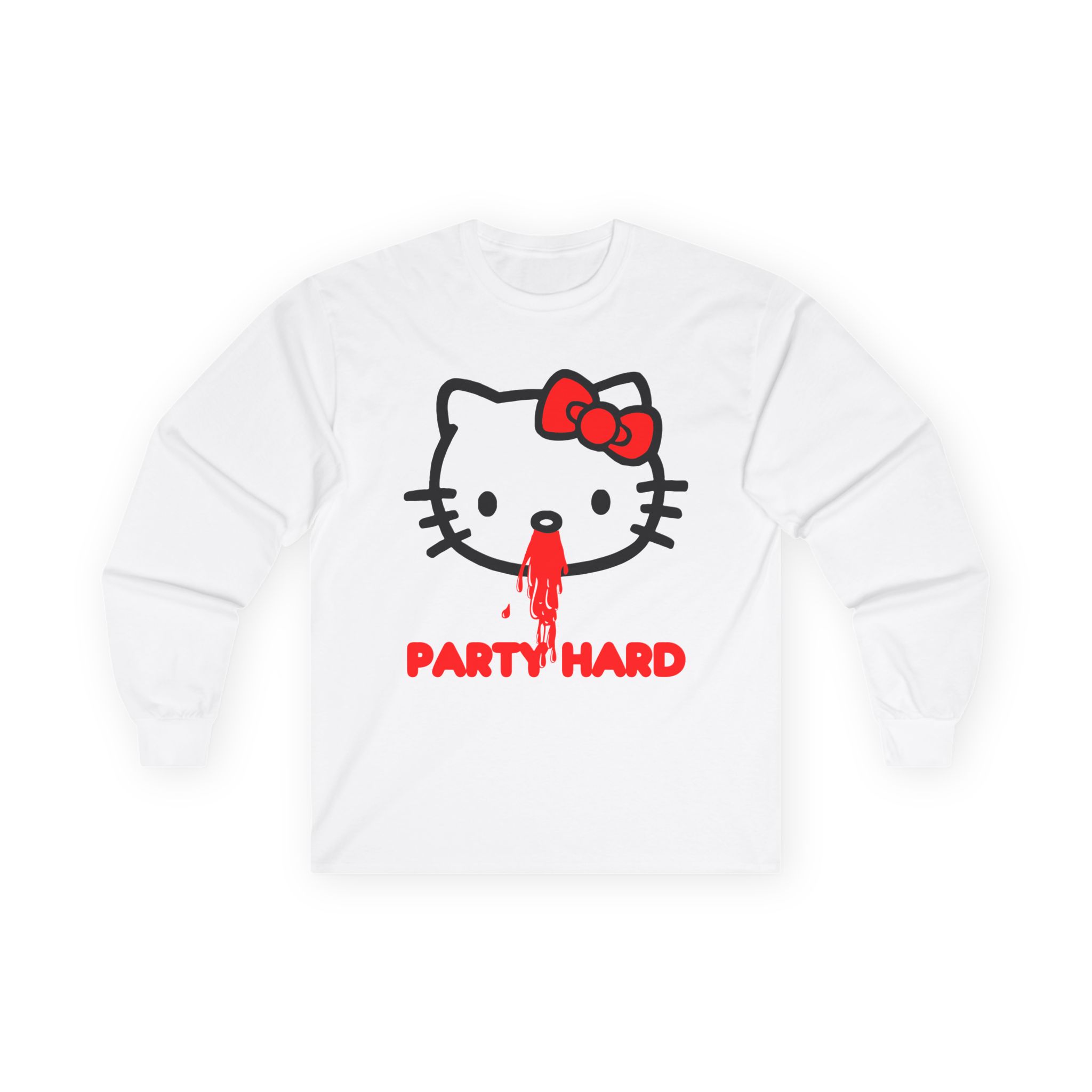 Andrew Wk Hello Party Kitty Parody Unisex Ultra Cotton Long Sleeve Tee