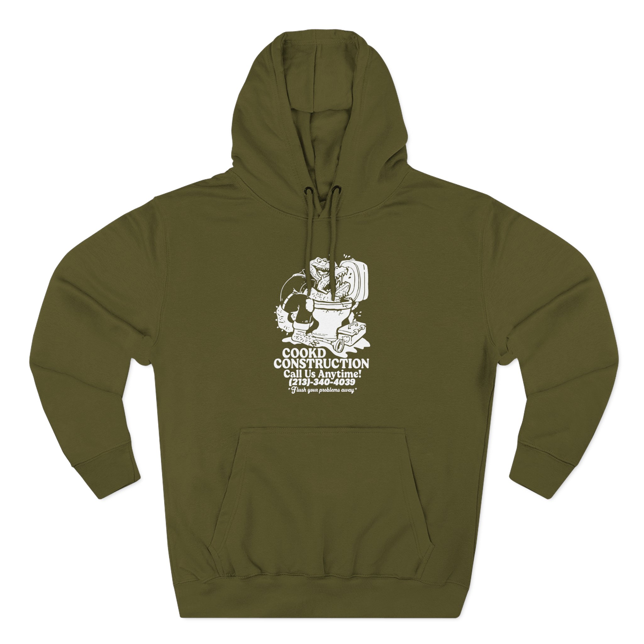 Lazarbeam  Cookd Construction Call Us Anytime Three-Panel Fleece Hoodie