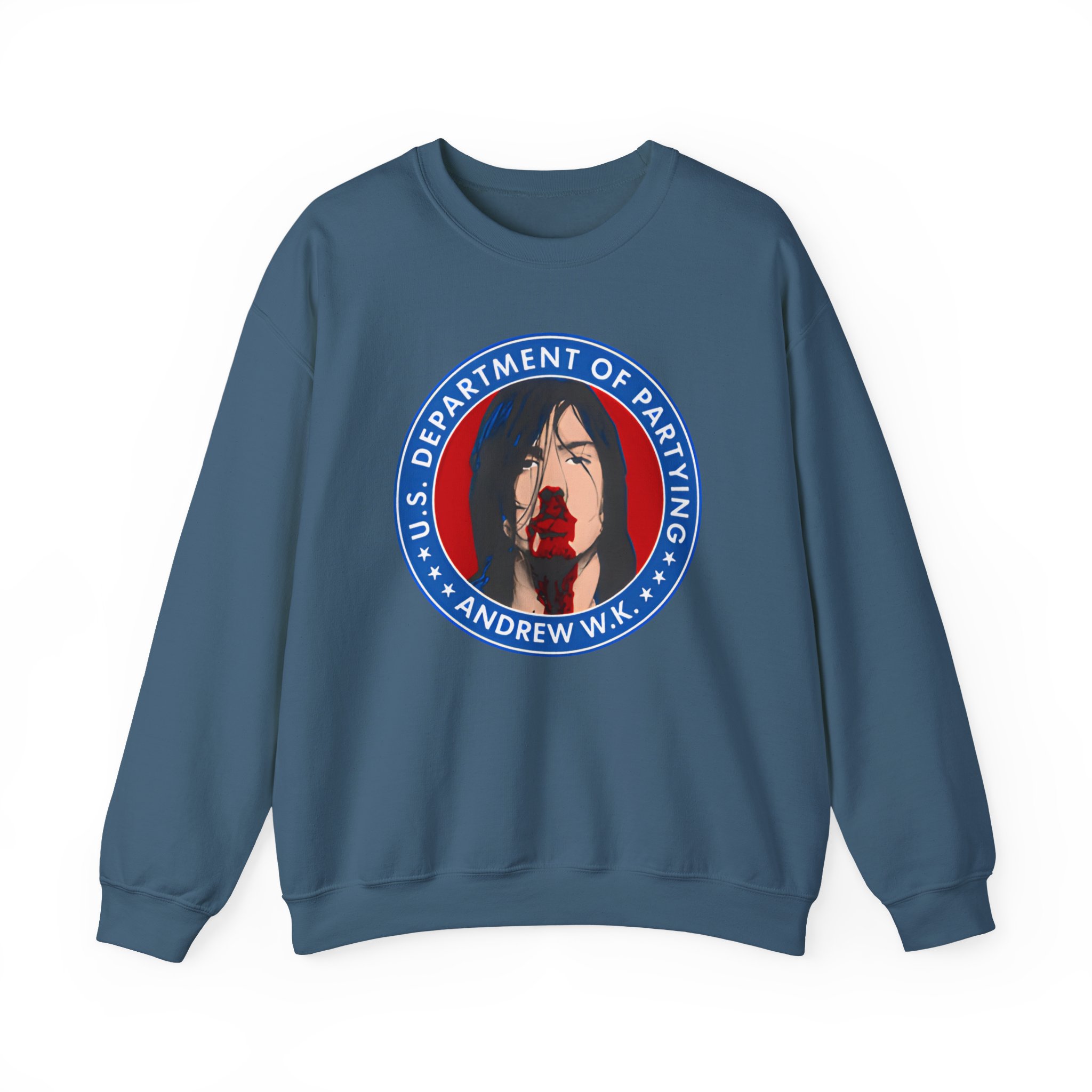 Andrew Wk Us Dept of Partying Unisex Heavy Blendâ„¢ Crewneck Sweatshirt