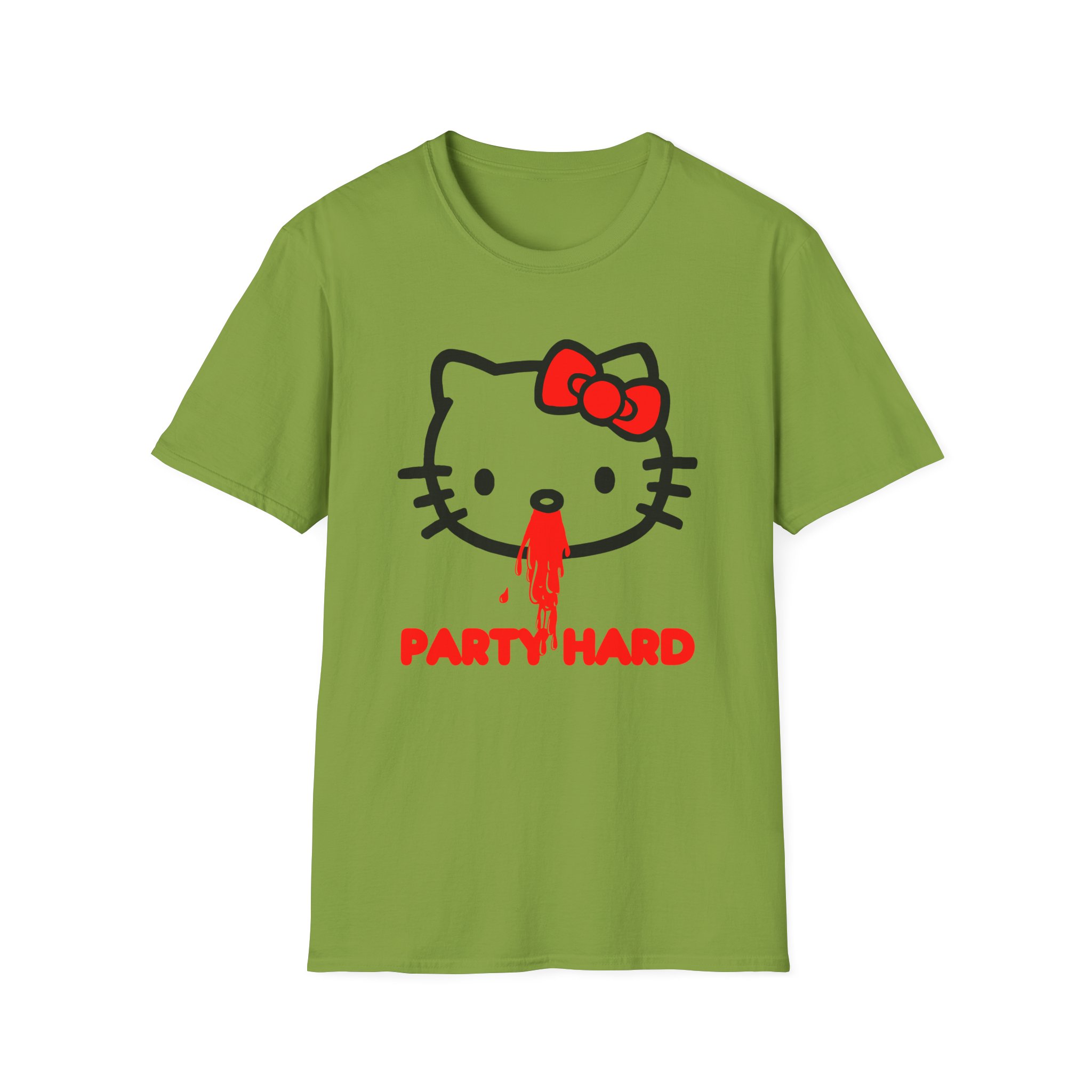 Andrew Wk Hello Party Kitty Parody Unisex Softstyle T-Shirt