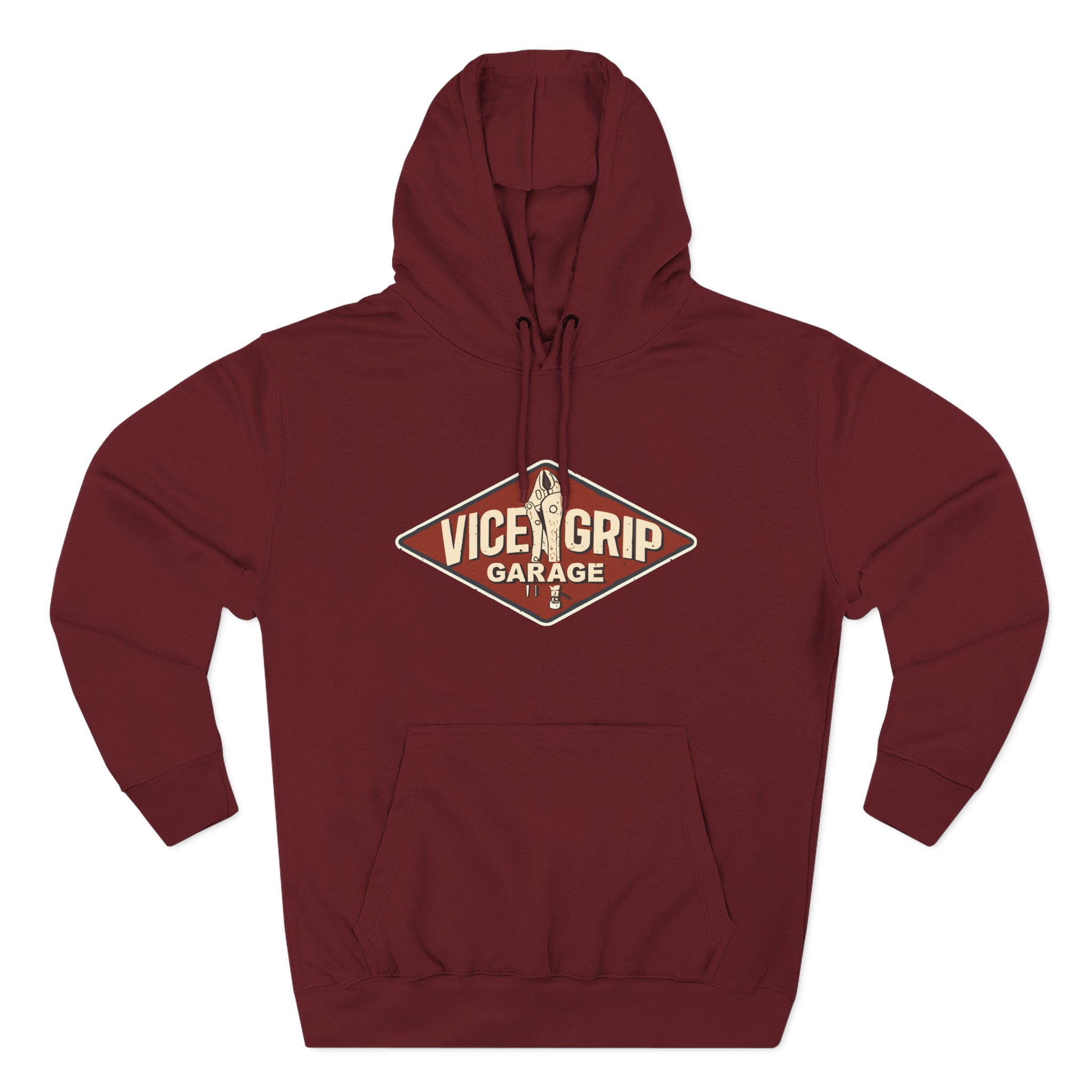 Vicegripgarage Garage Sign Three-Panel Fleece Hoodie