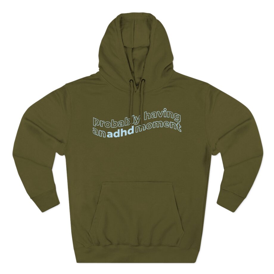 Kallmekris Probably having an adhd moment Three-Panel Fleece Hoodie