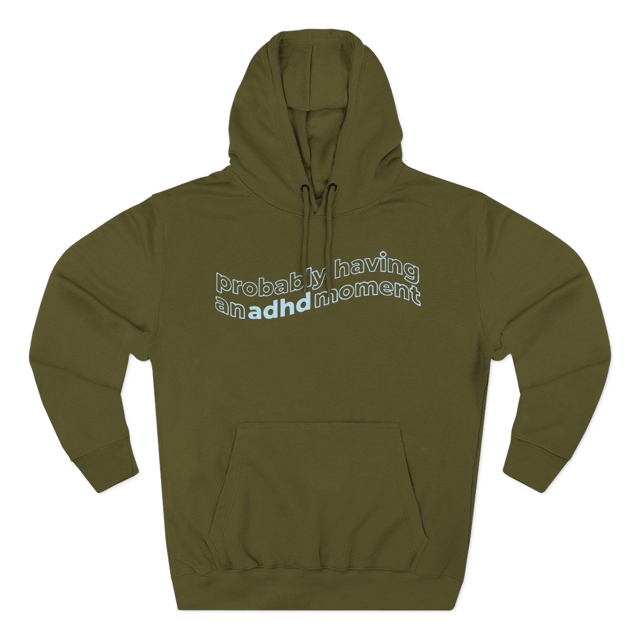 Kallmekris Probably having an adhd moment Three-Panel Fleece Hoodie