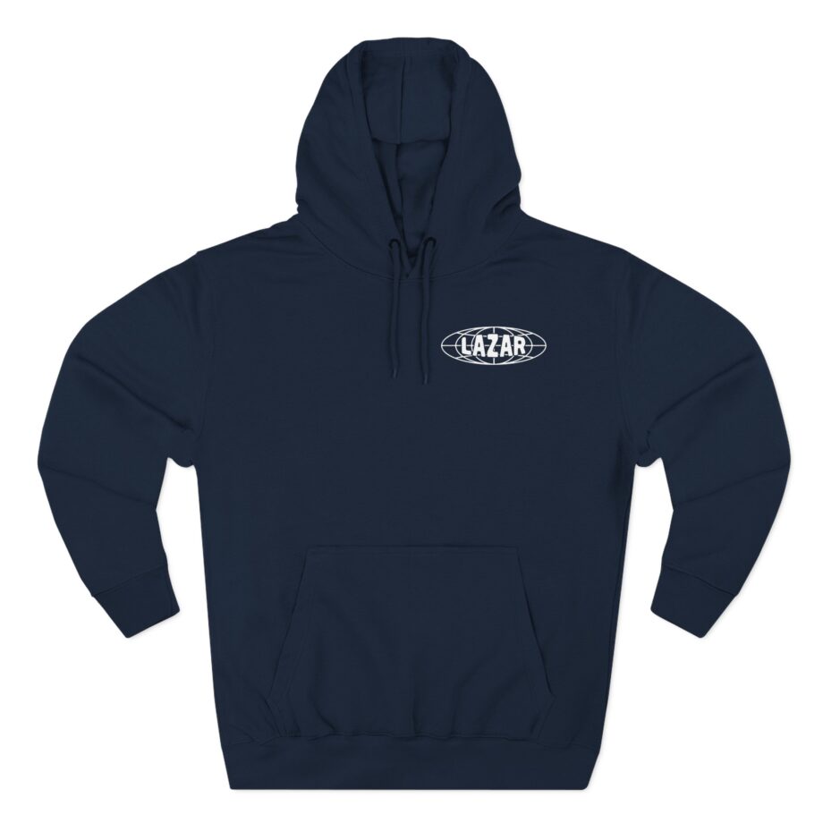 Lazarbeam Globe Indigo Three-Panel Fleece Hoodie