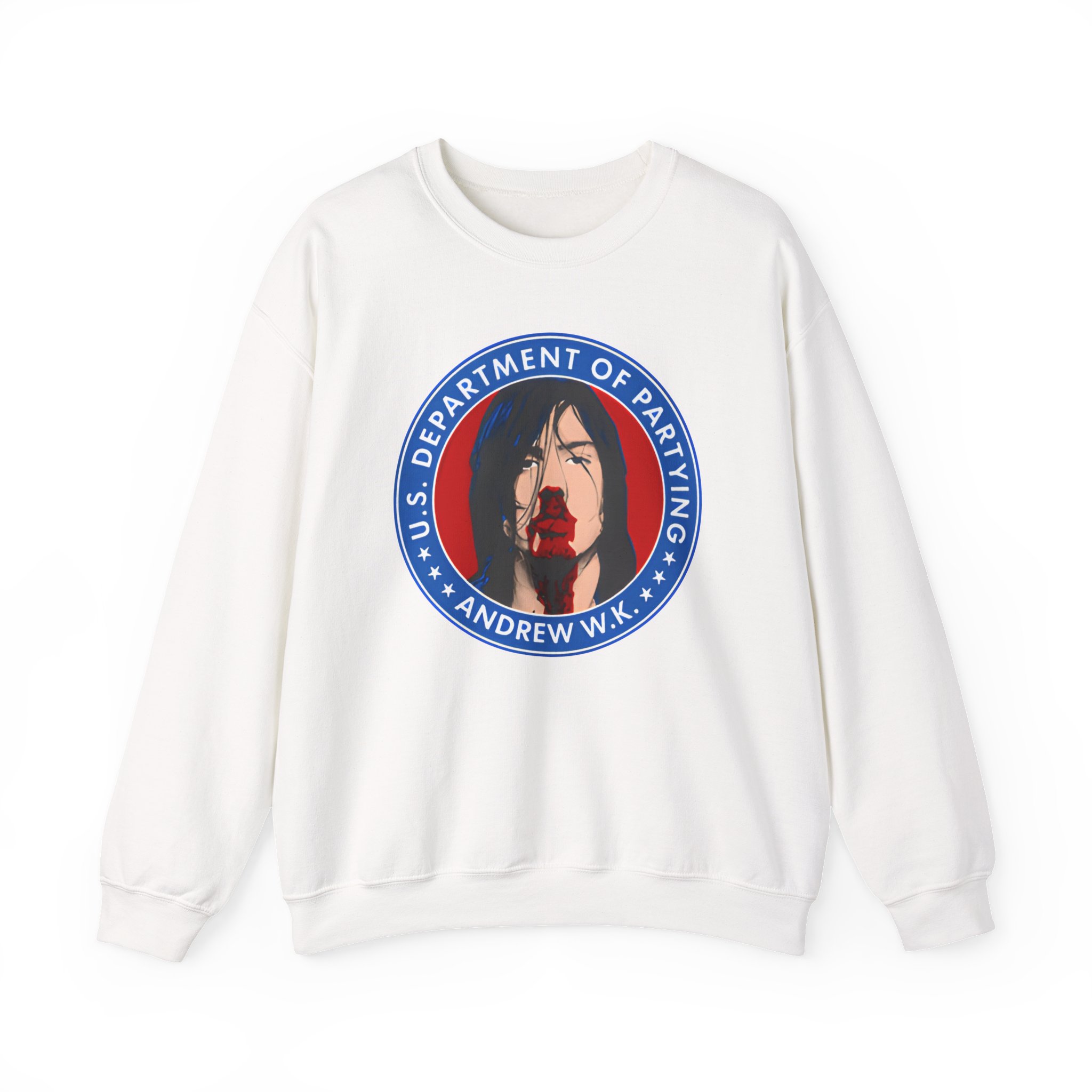 Andrew Wk Us Dept of Partying Unisex Heavy Blendâ„¢ Crewneck Sweatshirt