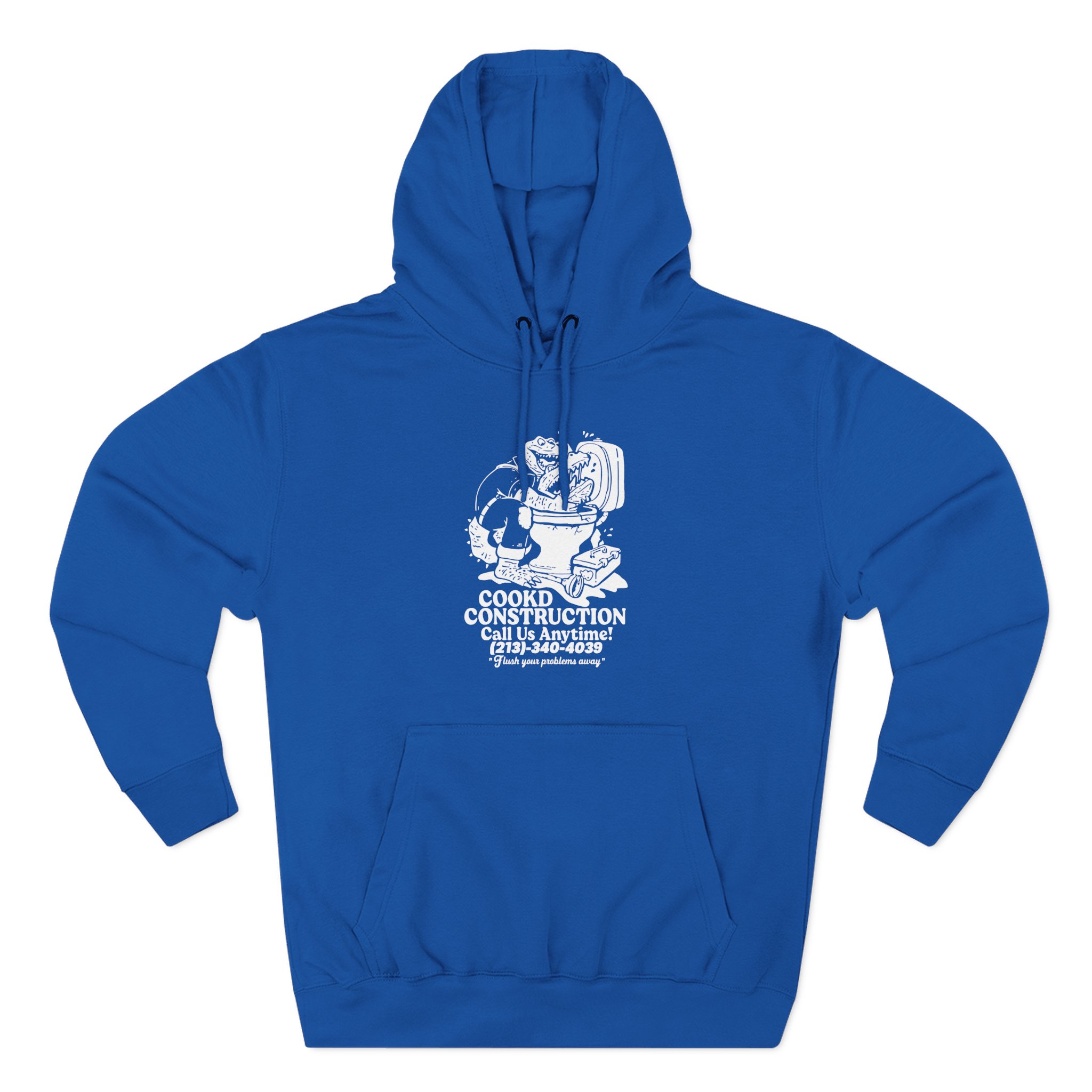 Lazarbeam  Cookd Construction Call Us Anytime Three-Panel Fleece Hoodie