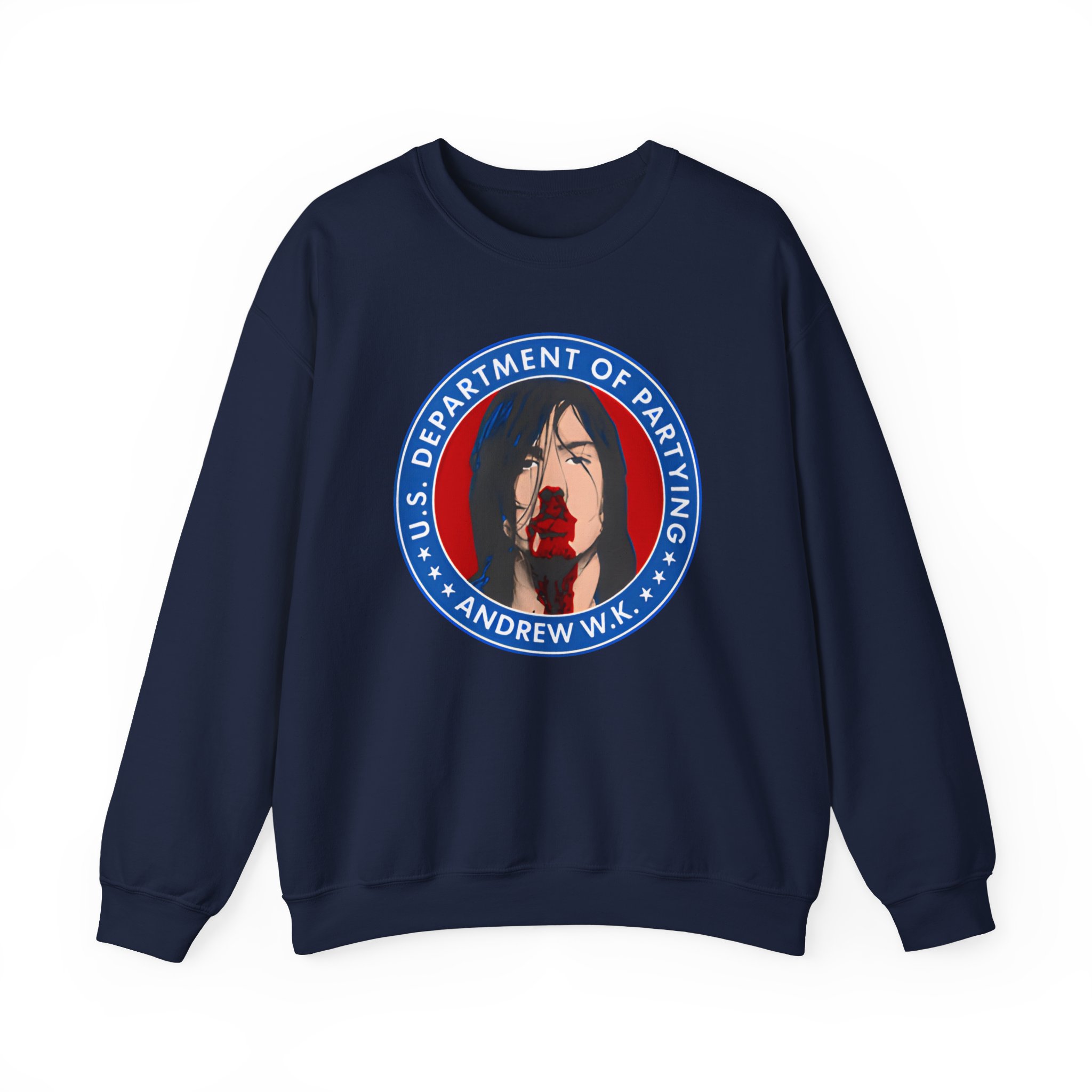 Andrew Wk Us Dept of Partying Unisex Heavy Blendâ„¢ Crewneck Sweatshirt