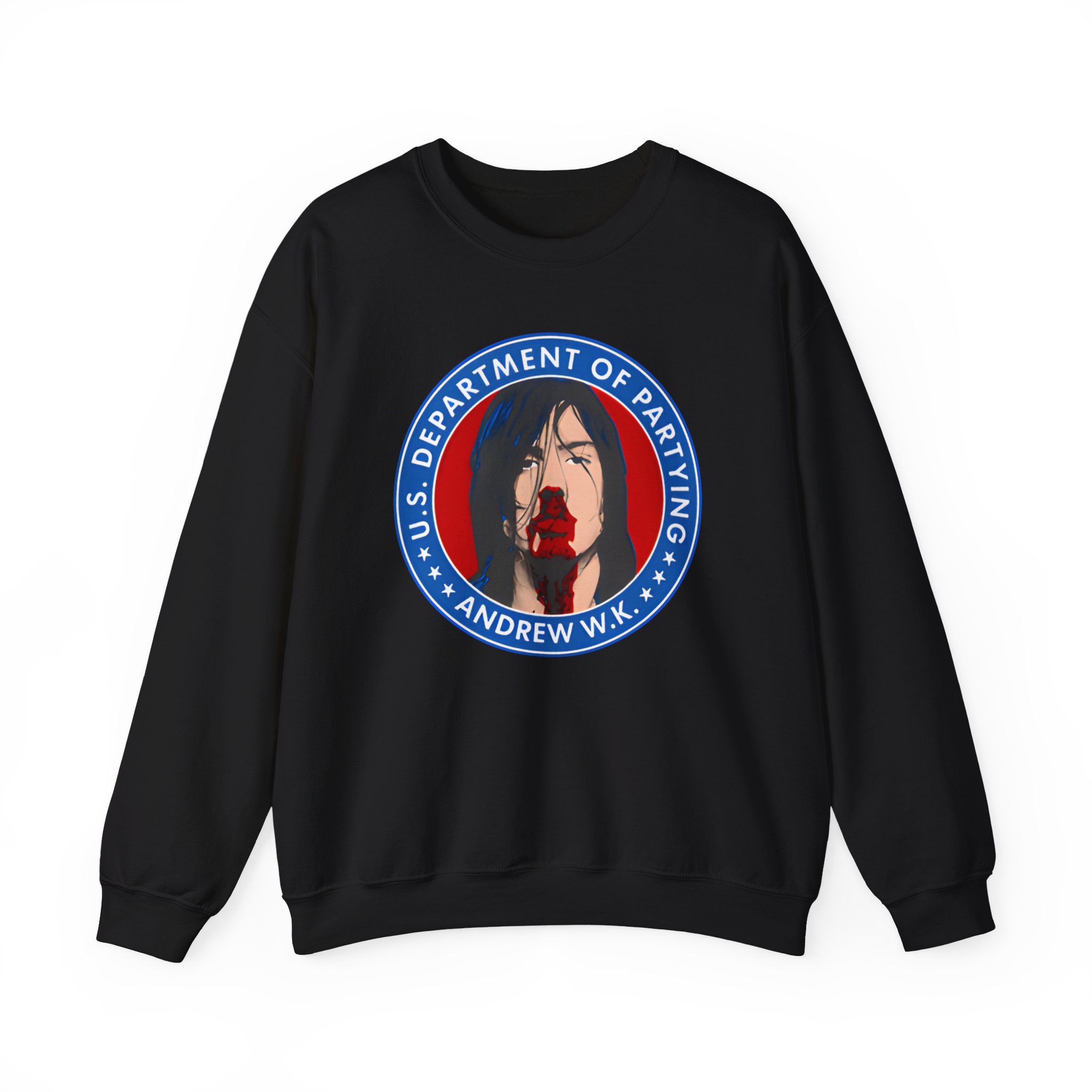 Andrew Wk Us Dept of Partying Unisex Heavy Blendâ„¢ Crewneck Sweatshirt