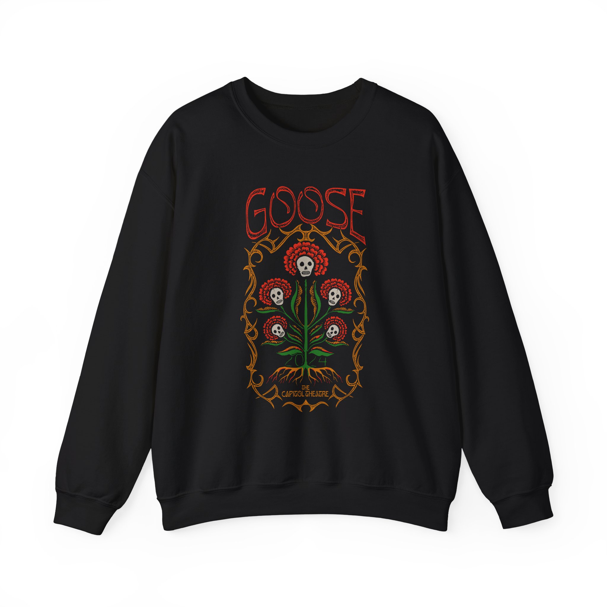 Goose Skull Flowers Unisex Heavy Blendâ„¢ Crewneck Sweatshirt