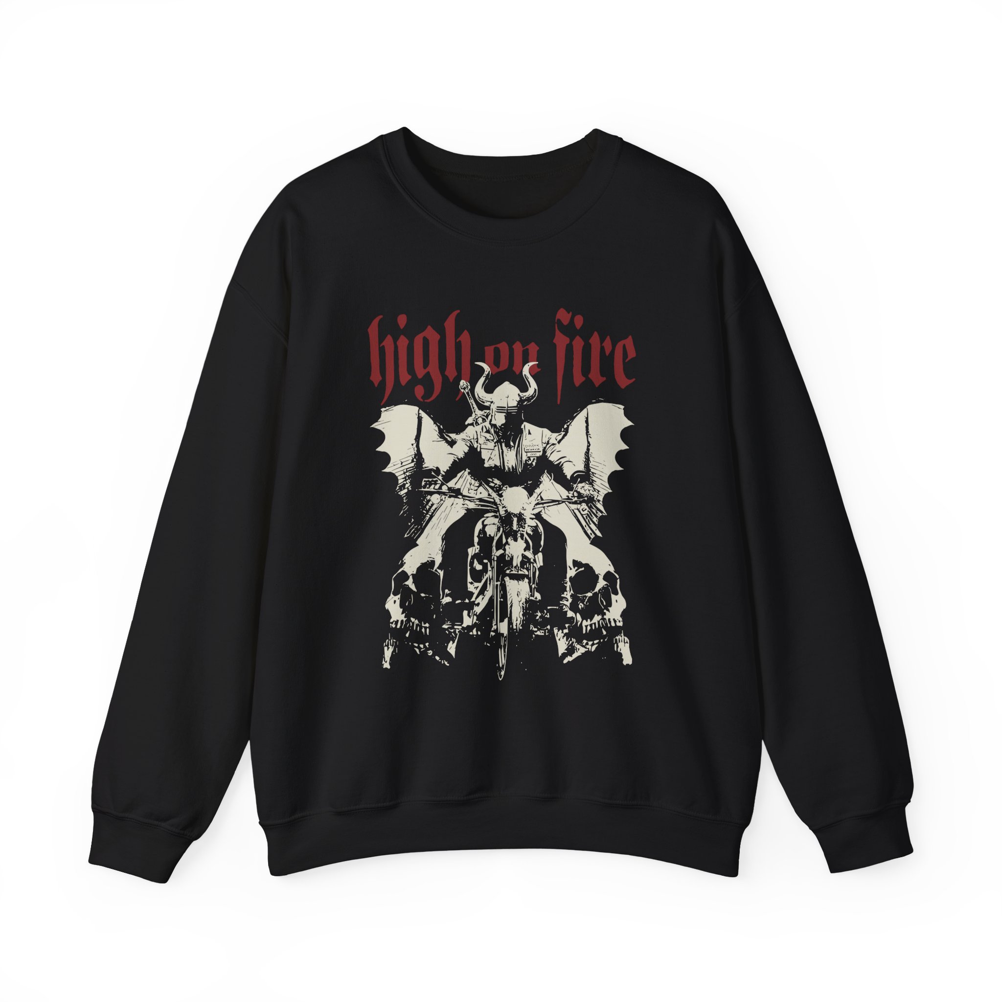 High on Fire Biker Unisex Heavy Blendâ„¢ Crewneck Sweatshirt