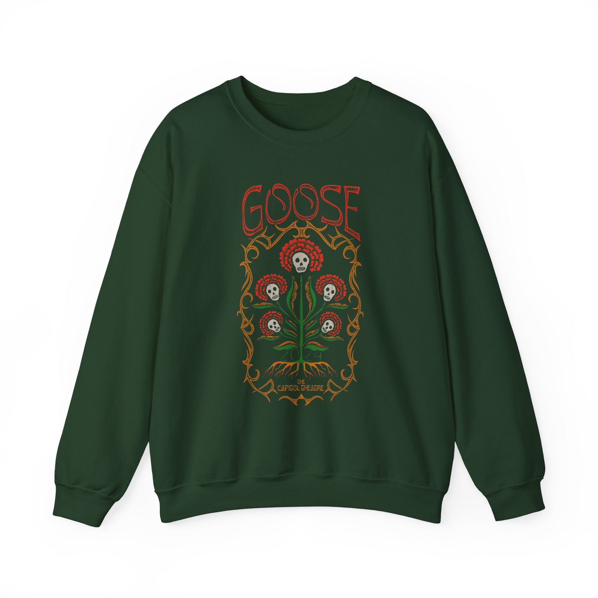 Goose Skull Flowers Unisex Heavy Blendâ„¢ Crewneck Sweatshirt