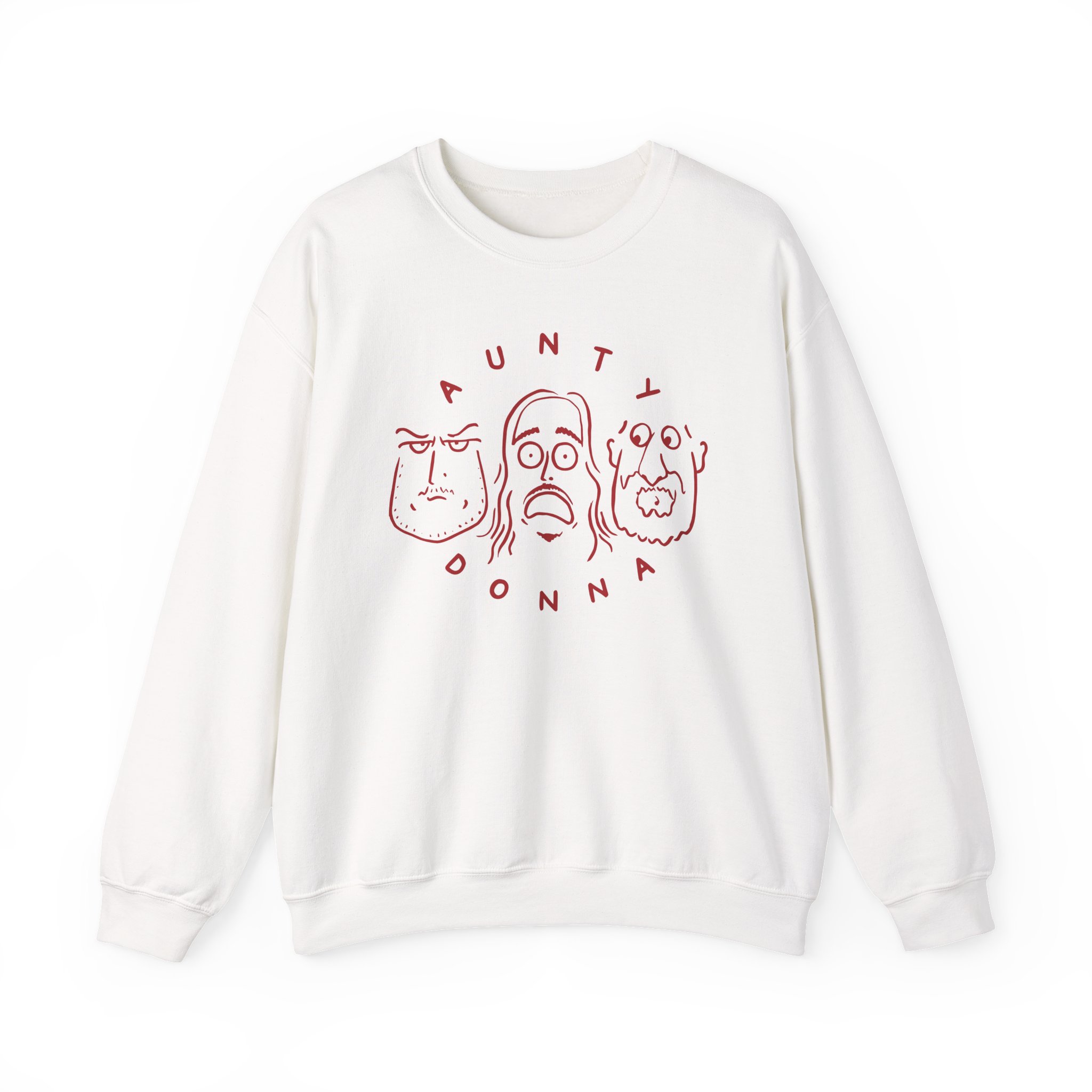 Aunty Donna White Faces Unisex Heavy Blendâ„¢ Crewneck Sweatshirt