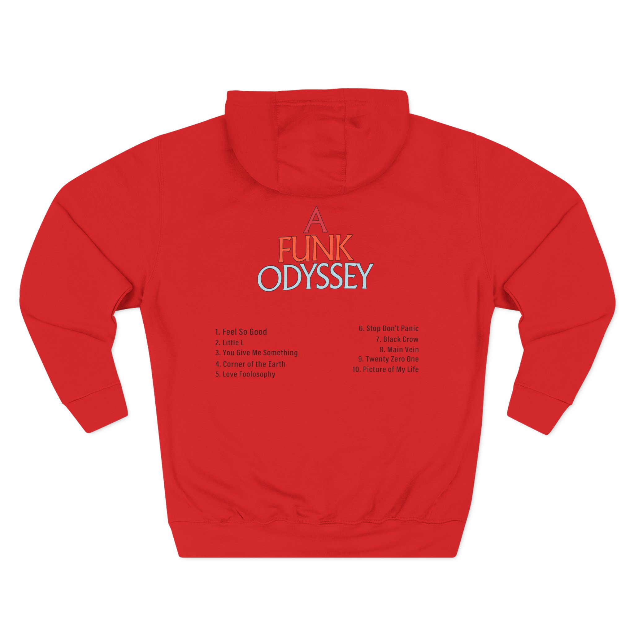 J Funk Odyssey Tracklist Three-Panel Fleece Hoodie