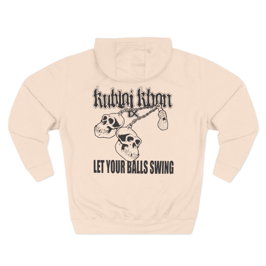 Kublai Khan - Let the Balls Swing Natural Three-Panel Fleece Hoodie