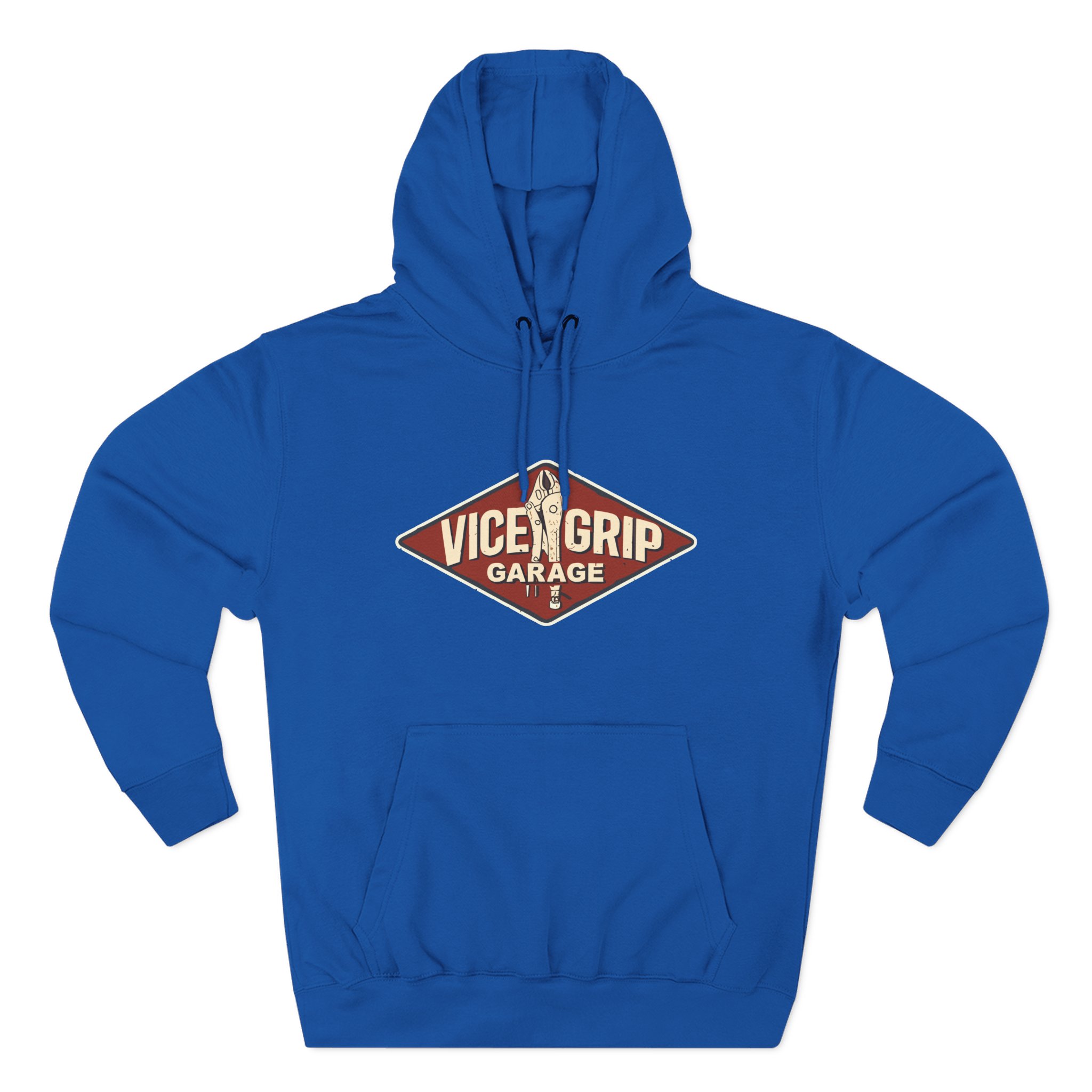 Vicegripgarage Garage Sign Three-Panel Fleece Hoodie