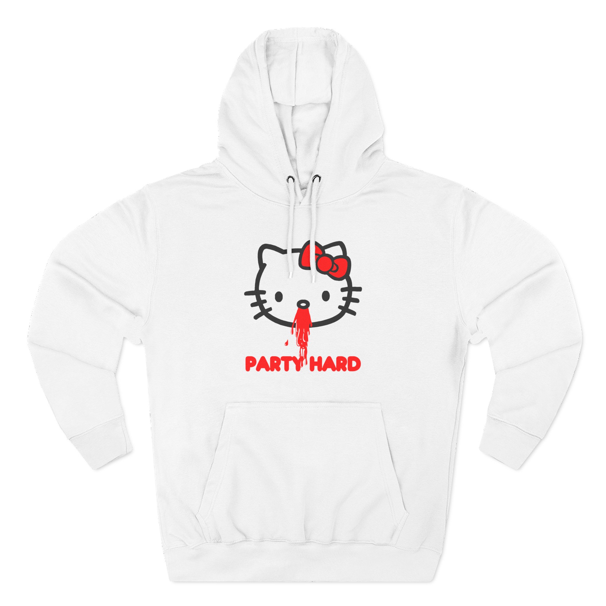 Andrew Wk Hello Party Kitty Parody Three-Panel Fleece Hoodie