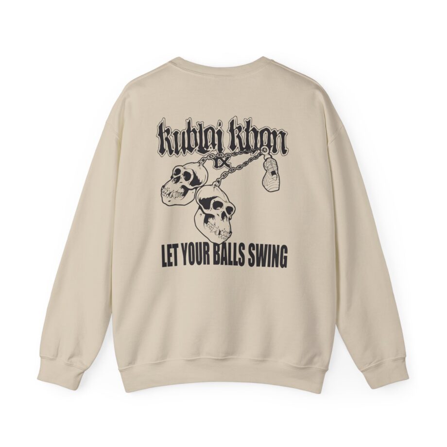 Kublai Khan - Let the Balls Swing Natural Unisex Heavy Blend™ Crewneck Sweatshirt