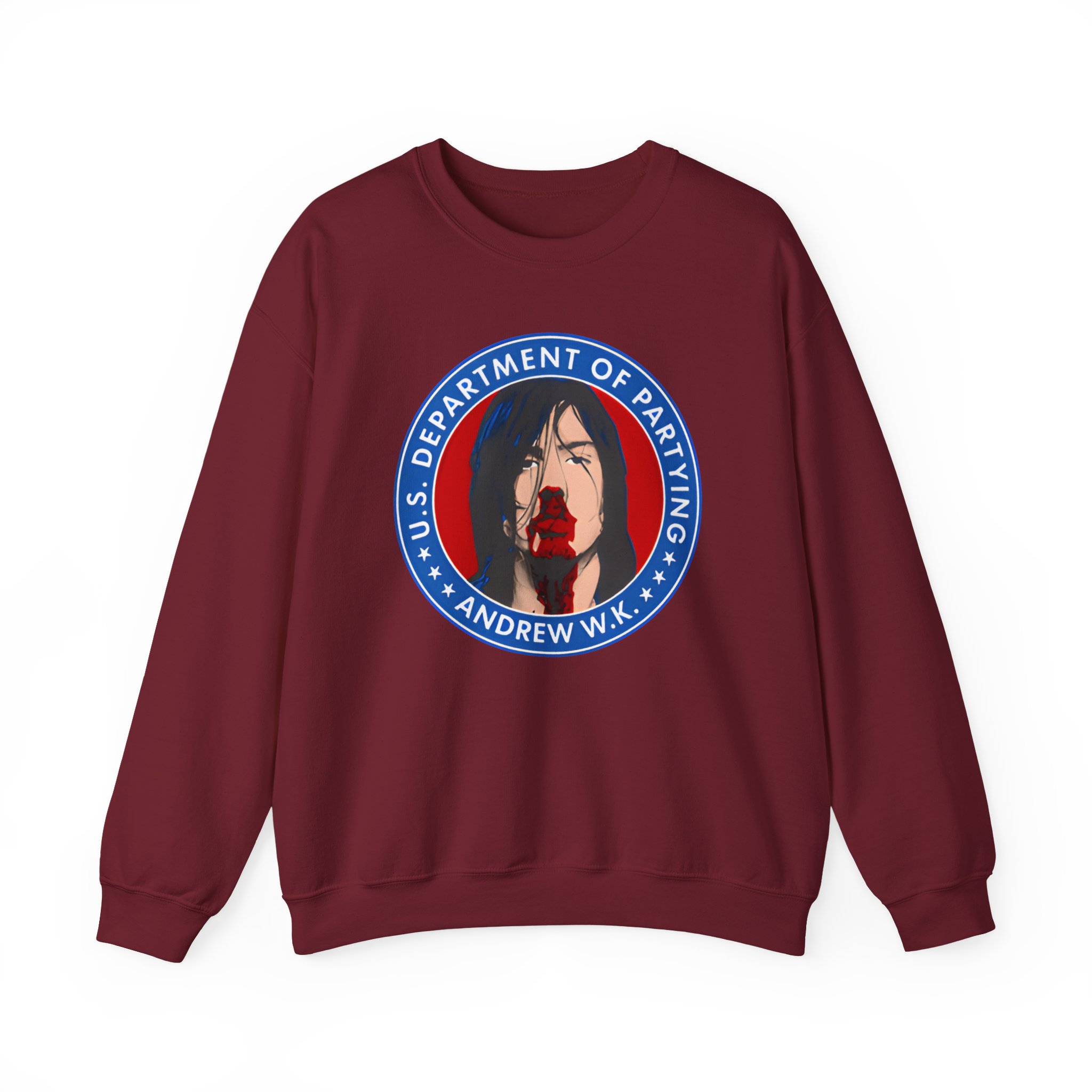 Andrew Wk Us Dept of Partying Unisex Heavy Blendâ„¢ Crewneck Sweatshirt