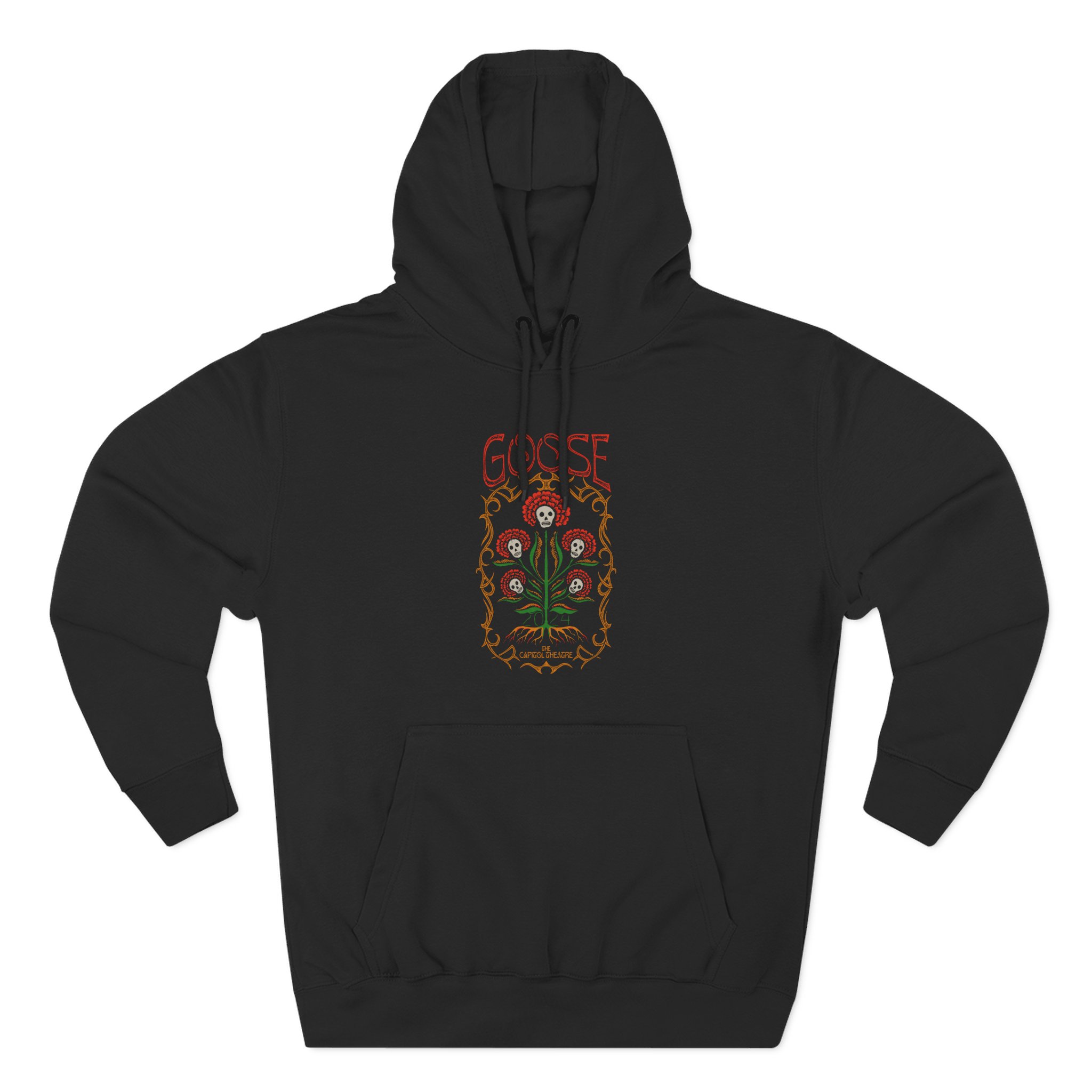 Goose Skull Flowers Three-Panel Fleece Hoodie