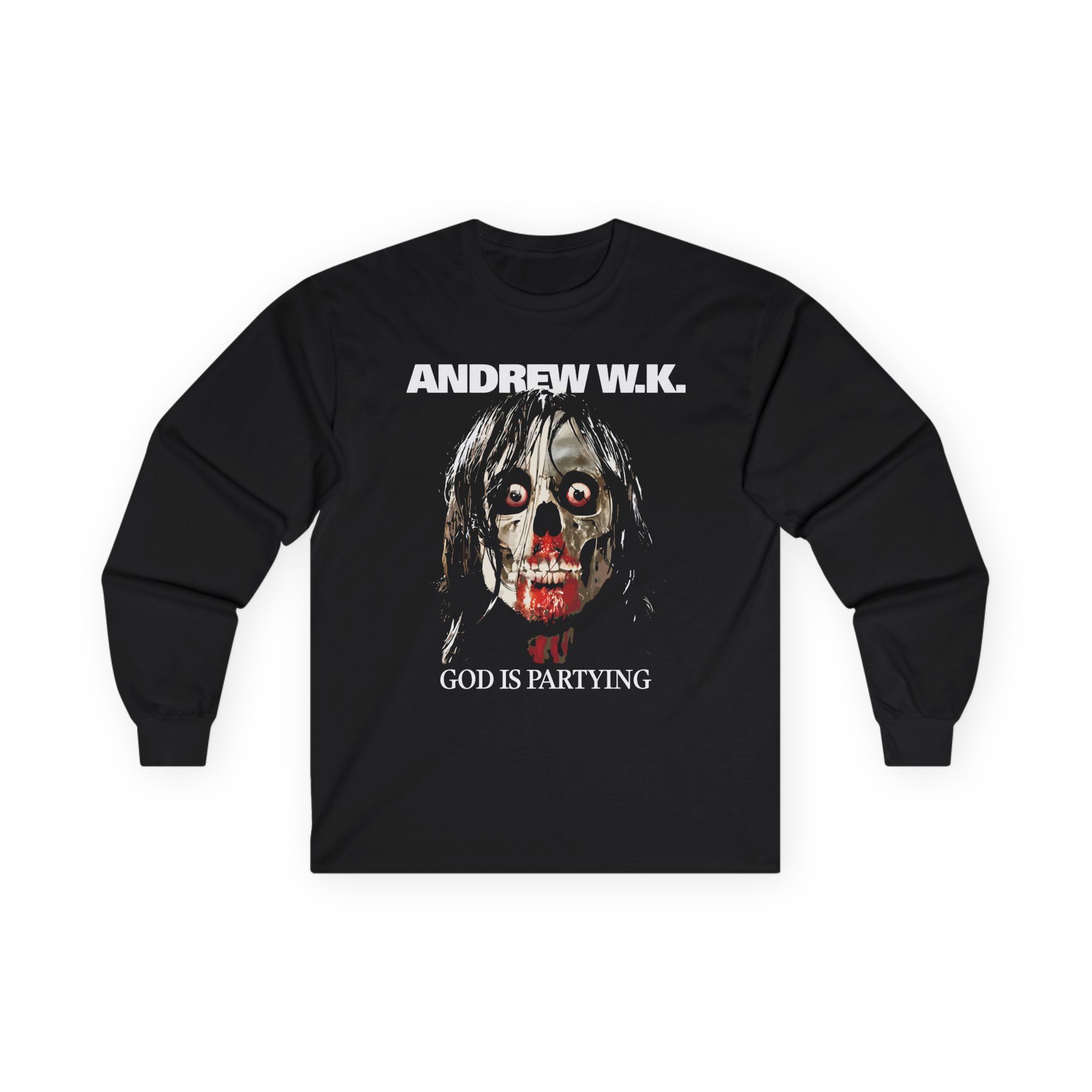 Andrew Wk God is Partying Zombie Unisex Ultra Cotton Long Sleeve Tee
