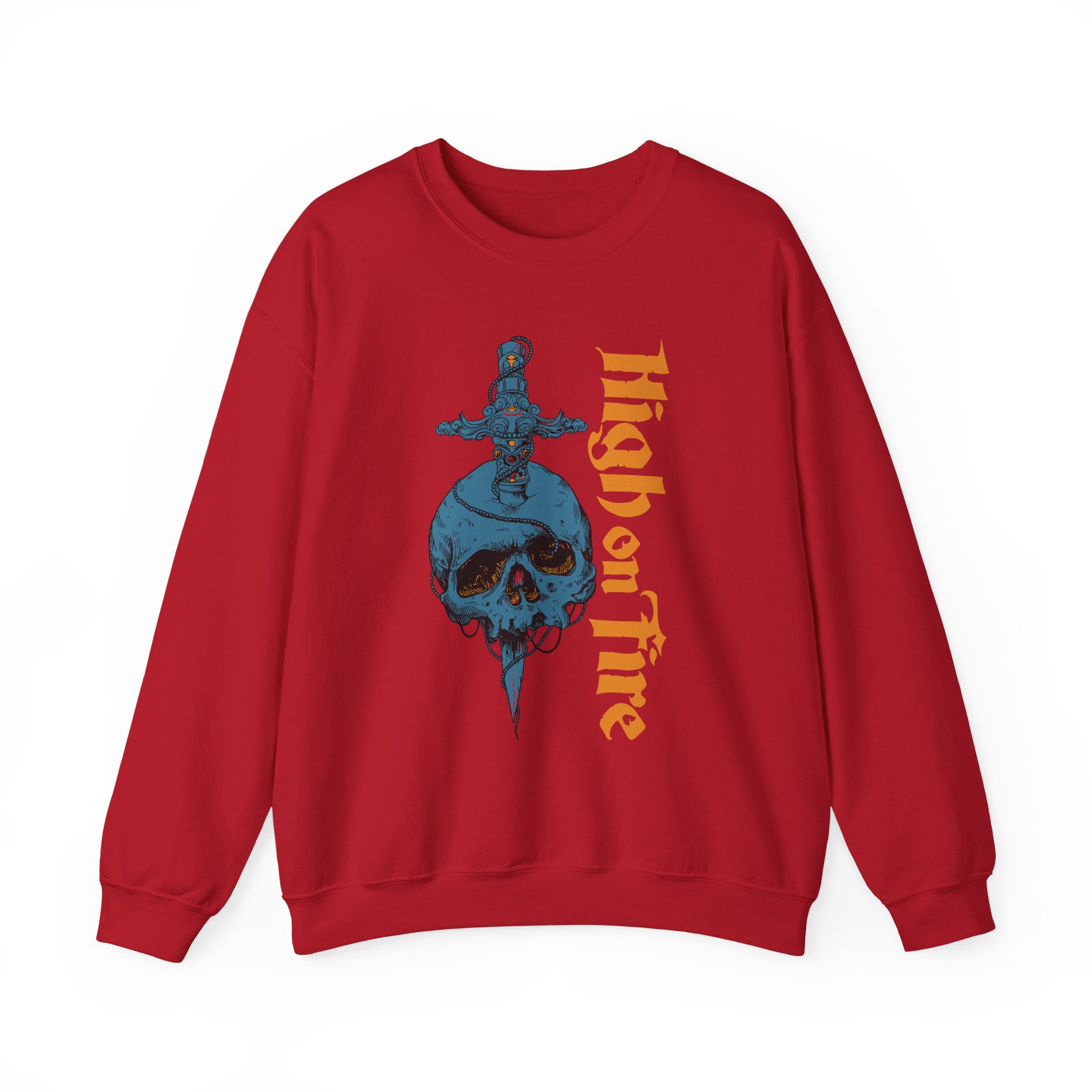 High on Fire Skull Knife Unisex Heavy Blendâ„¢ Crewneck Sweatshirt