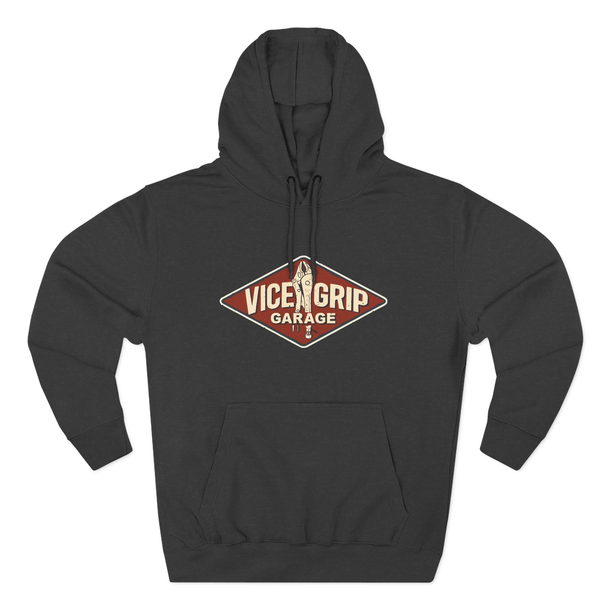Vicegripgarage Garage Sign Three-Panel Fleece Hoodie