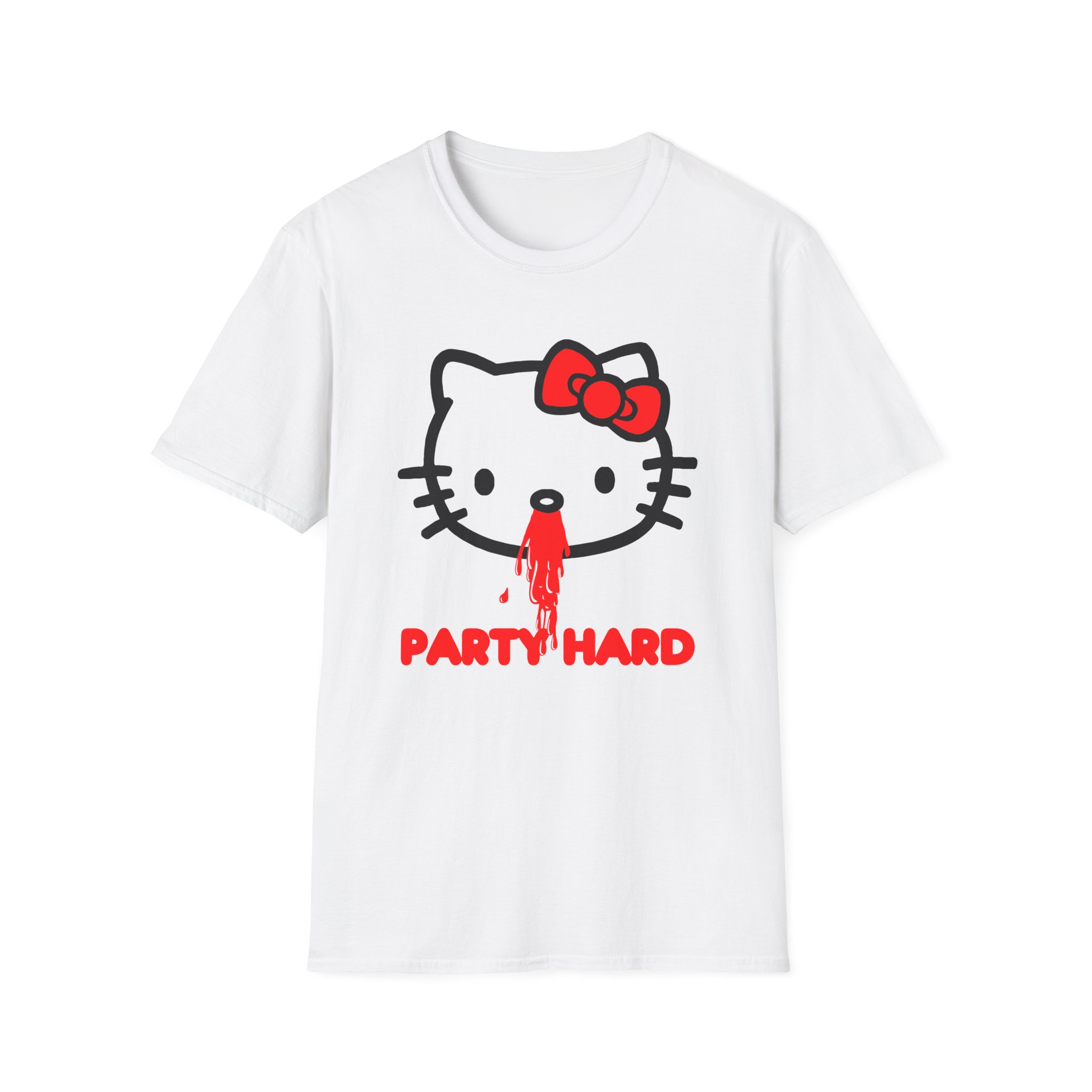 Andrew Wk Hello Party Kitty Parody Unisex Softstyle T-Shirt