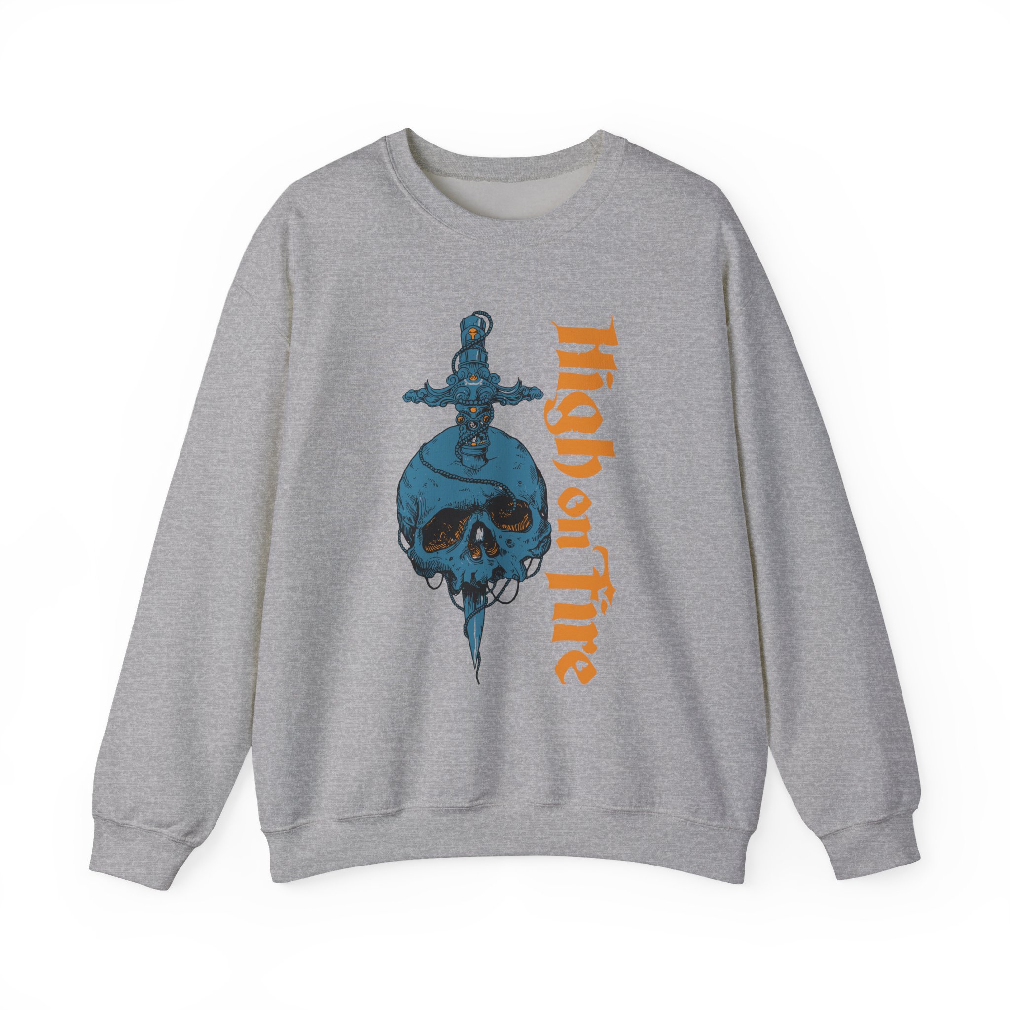 High on Fire Skull Knife Unisex Heavy Blendâ„¢ Crewneck Sweatshirt