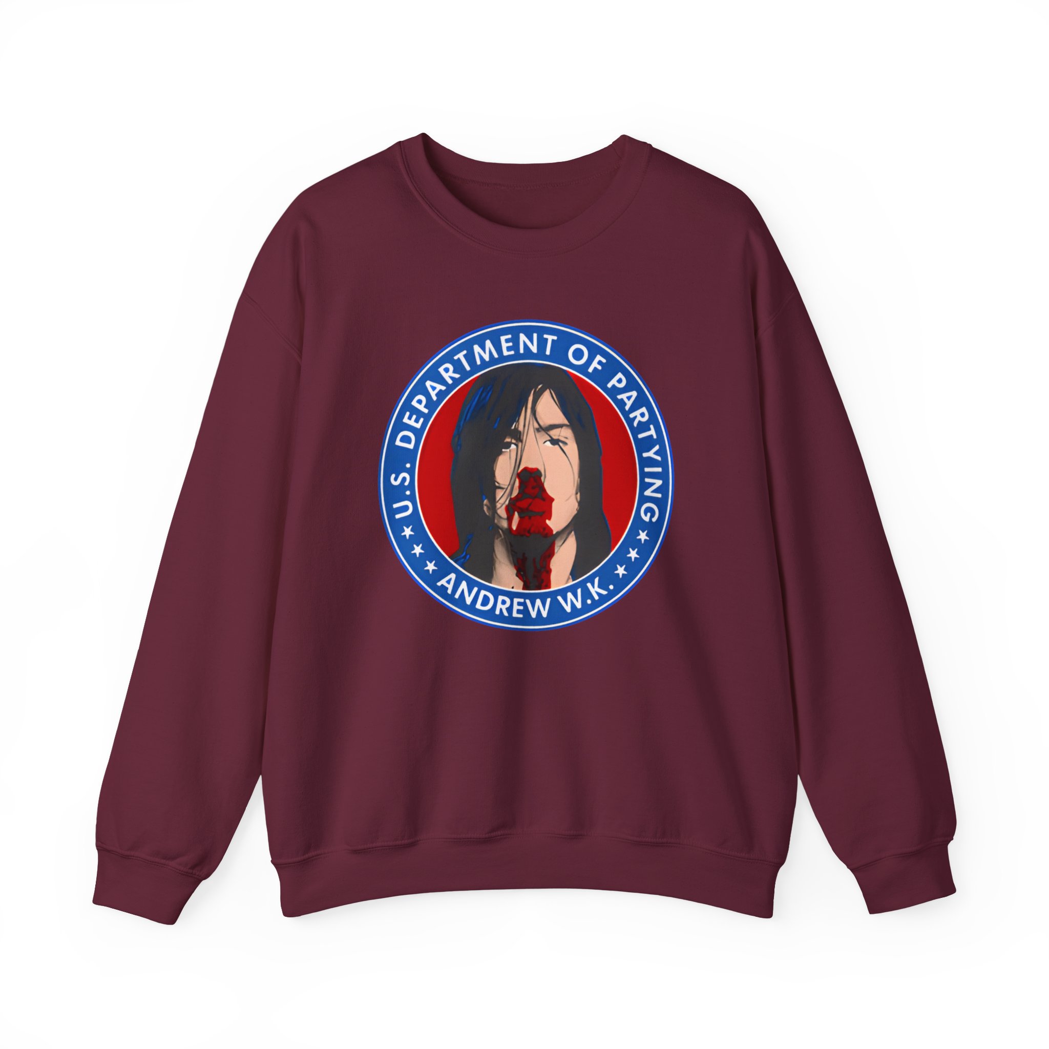 Andrew Wk Us Dept of Partying Unisex Heavy Blendâ„¢ Crewneck Sweatshirt