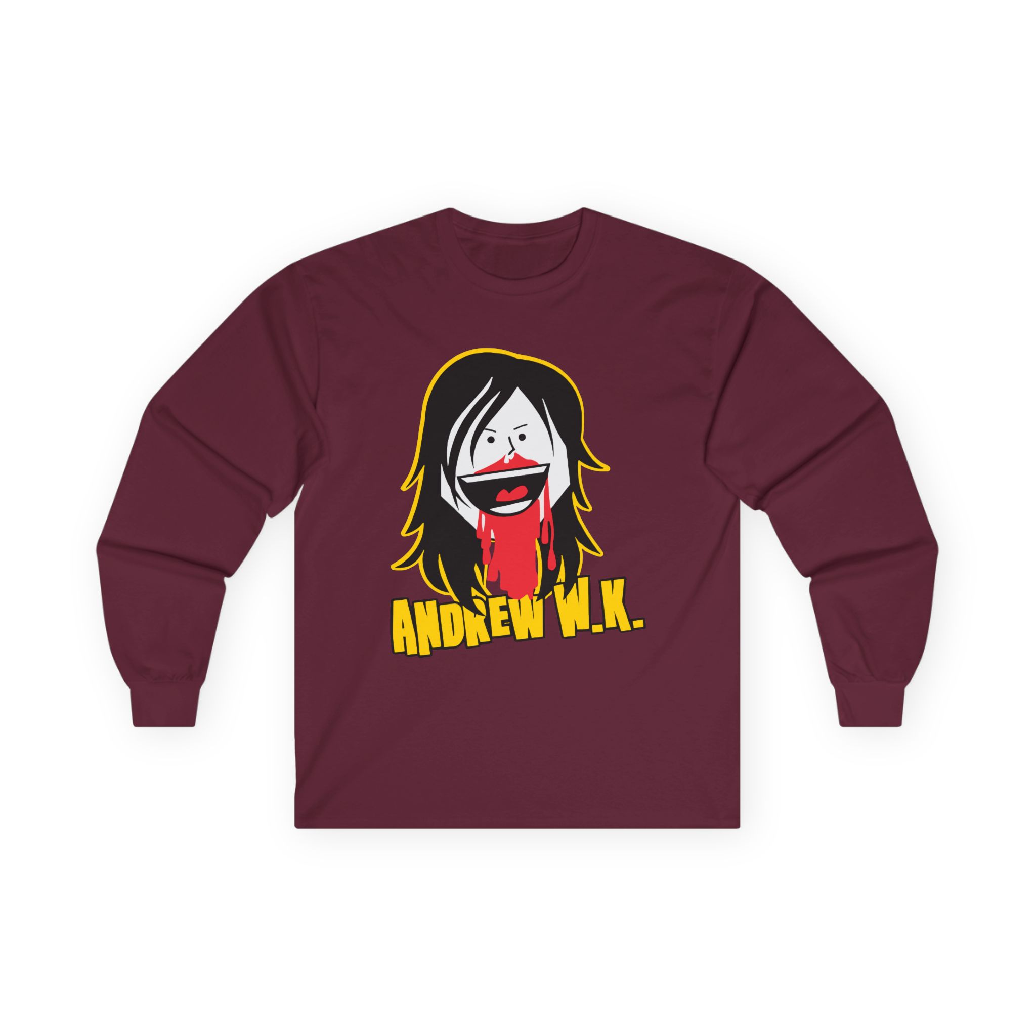 Andrew Wk Cartoon Bloody Nose Unisex Ultra Cotton Long Sleeve Tee