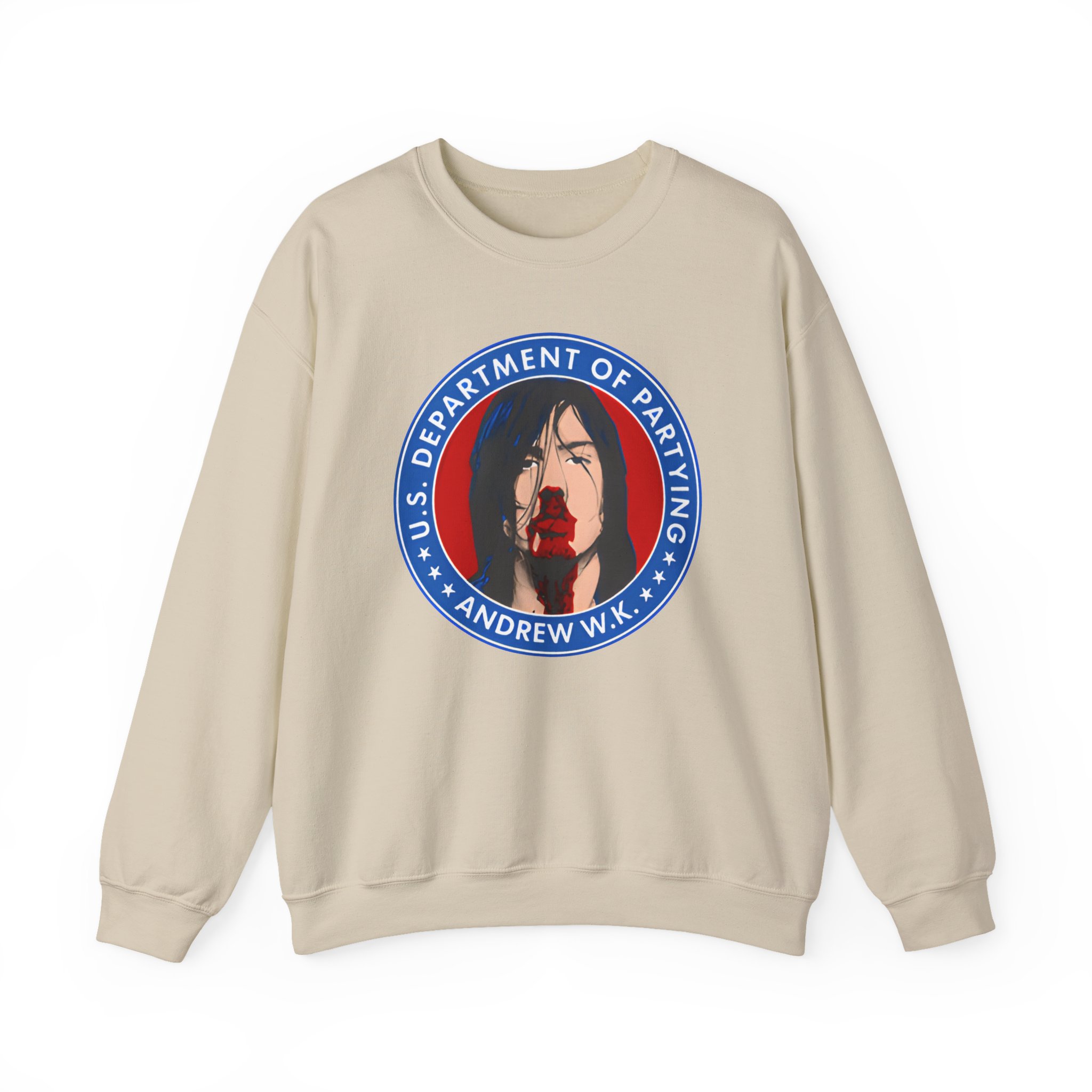 Andrew Wk Us Dept of Partying Unisex Heavy Blendâ„¢ Crewneck Sweatshirt