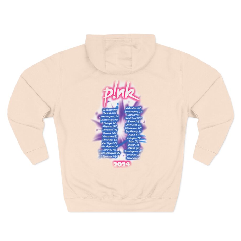 Pink Airbrushed 2024 Three-Panel Fleece Hoodie