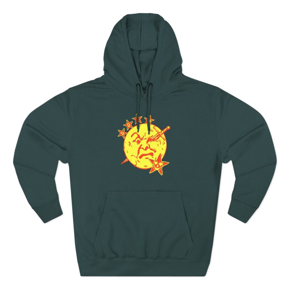 Foxing Moon Face Three-Panel Fleece Hoodie