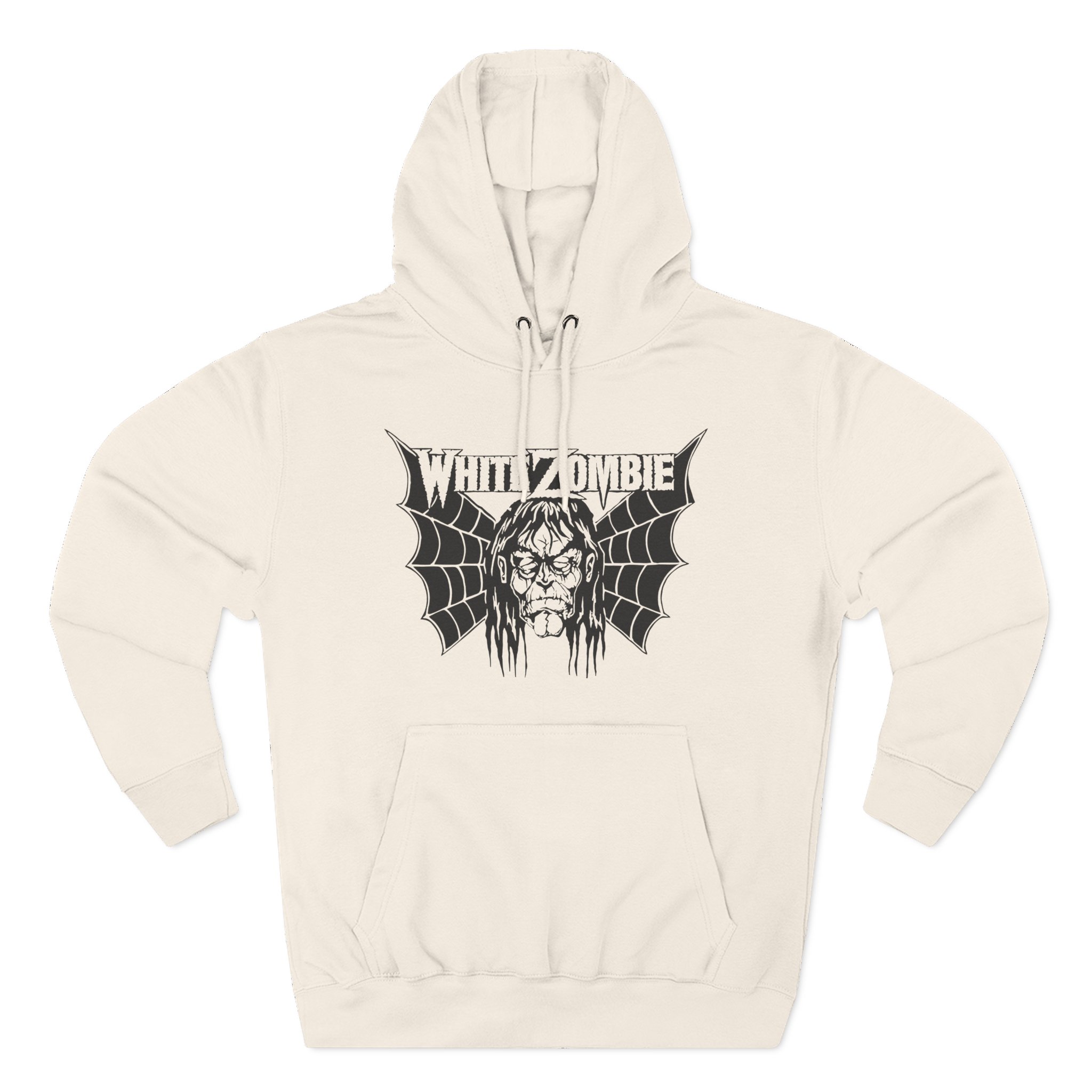 White Zombie Bat Face Three-Panel Fleece Hoodie
