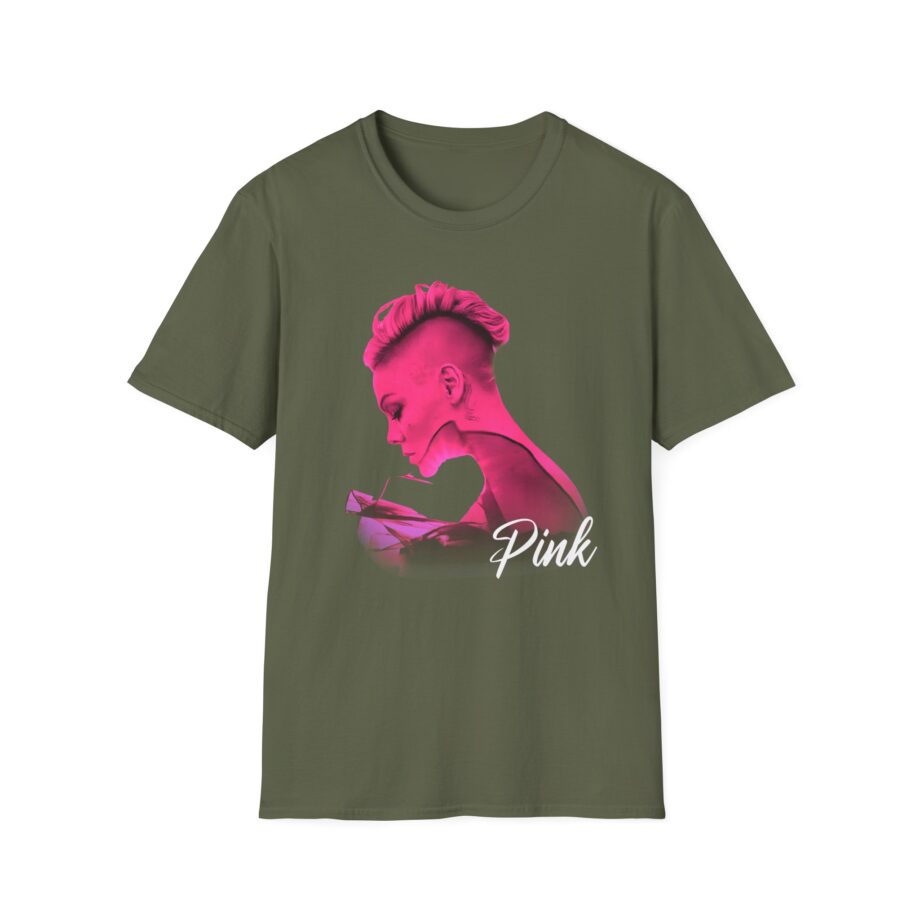 P!nk Silhouette Photo Peach Unisex Softstyle T-Shirt