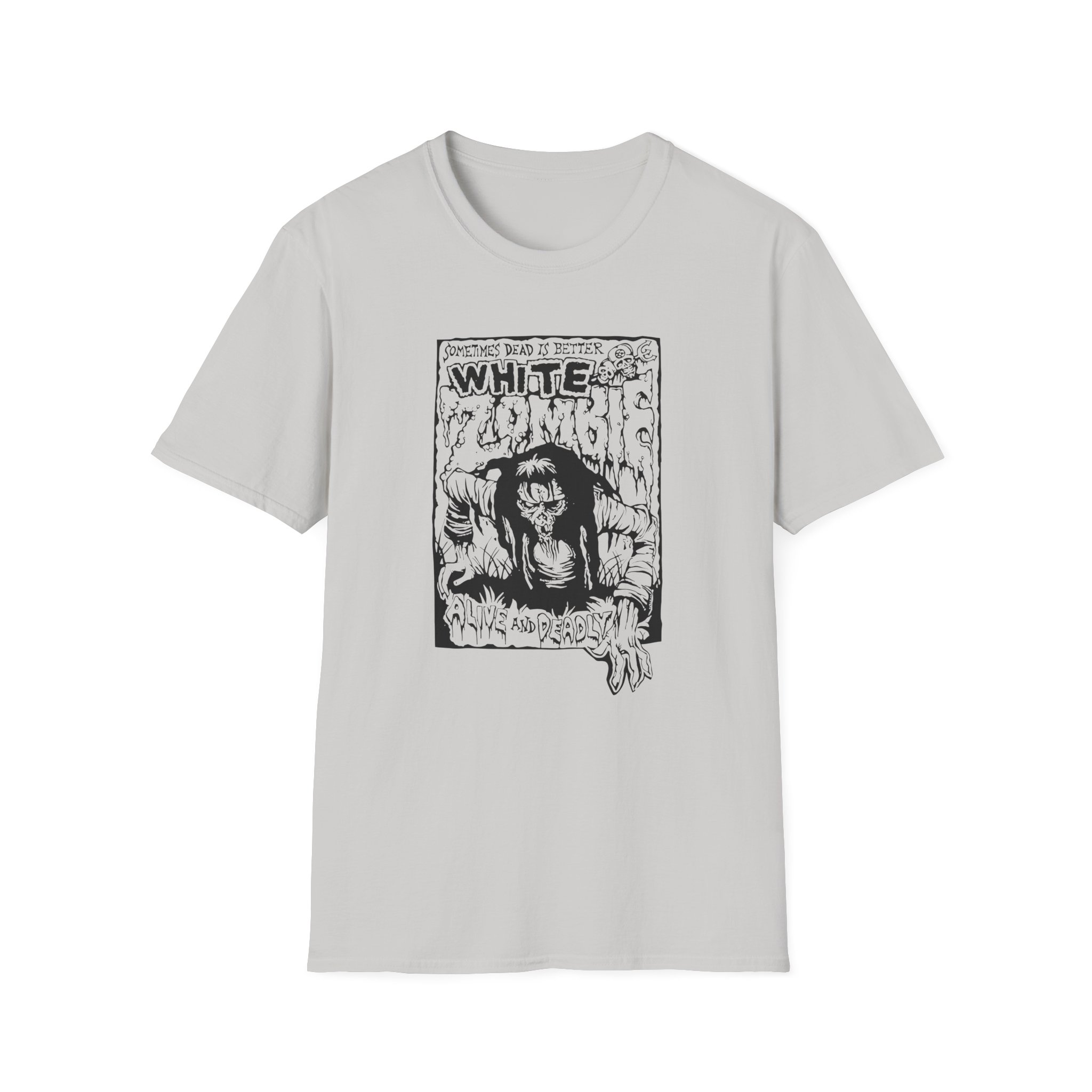 White Zombie Alive and Deadly Unisex Softstyle T-Shirt