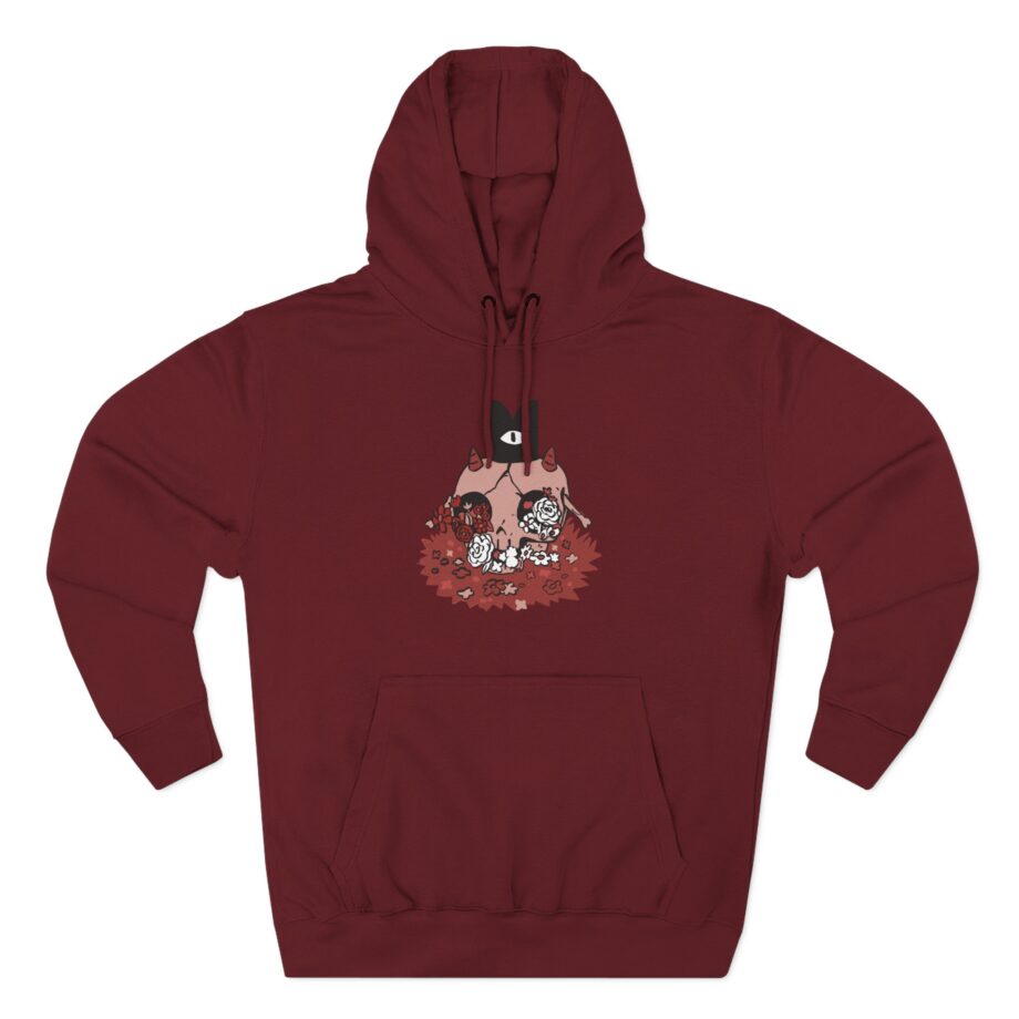 Cult of the Lamb Floral Skull Three-Panel Fleece Hoodie