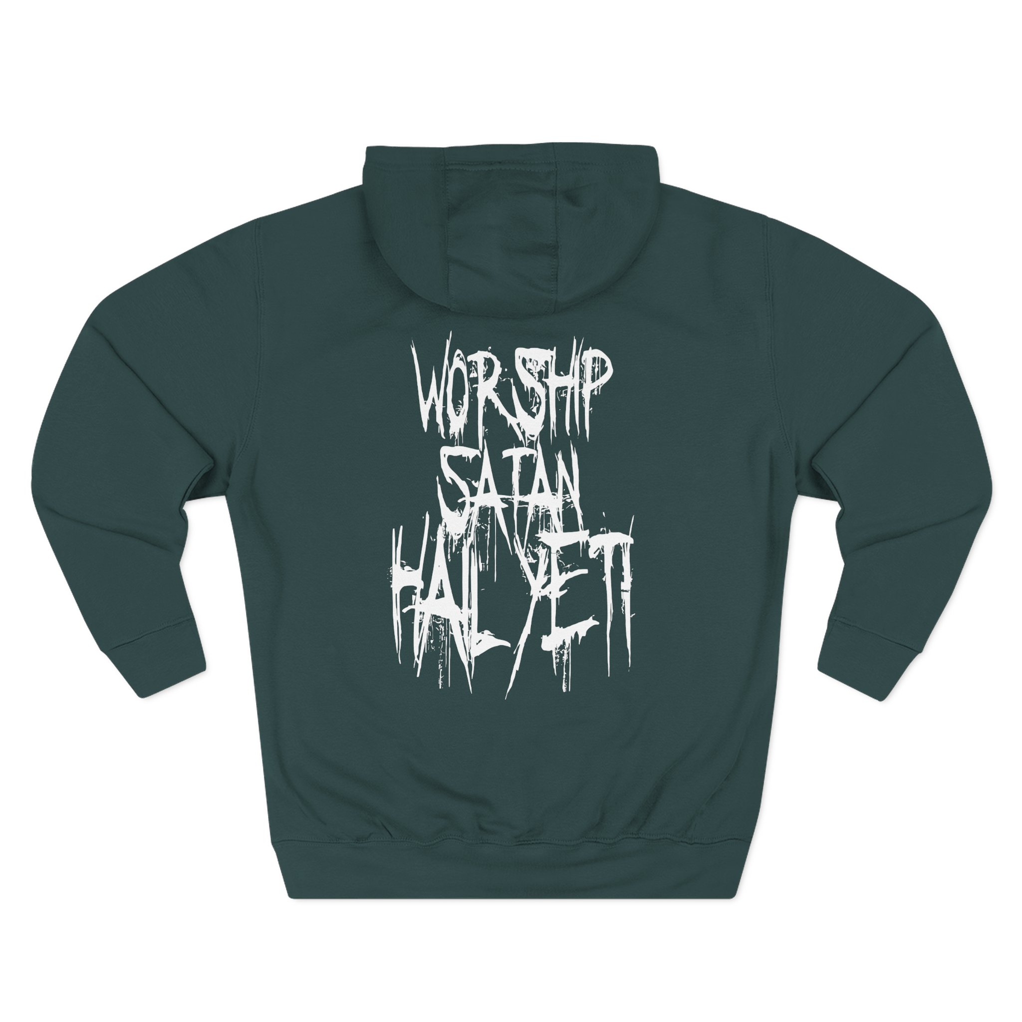 All Hail the Yeti Worship Satan Three-Panel Fleece Hoodie