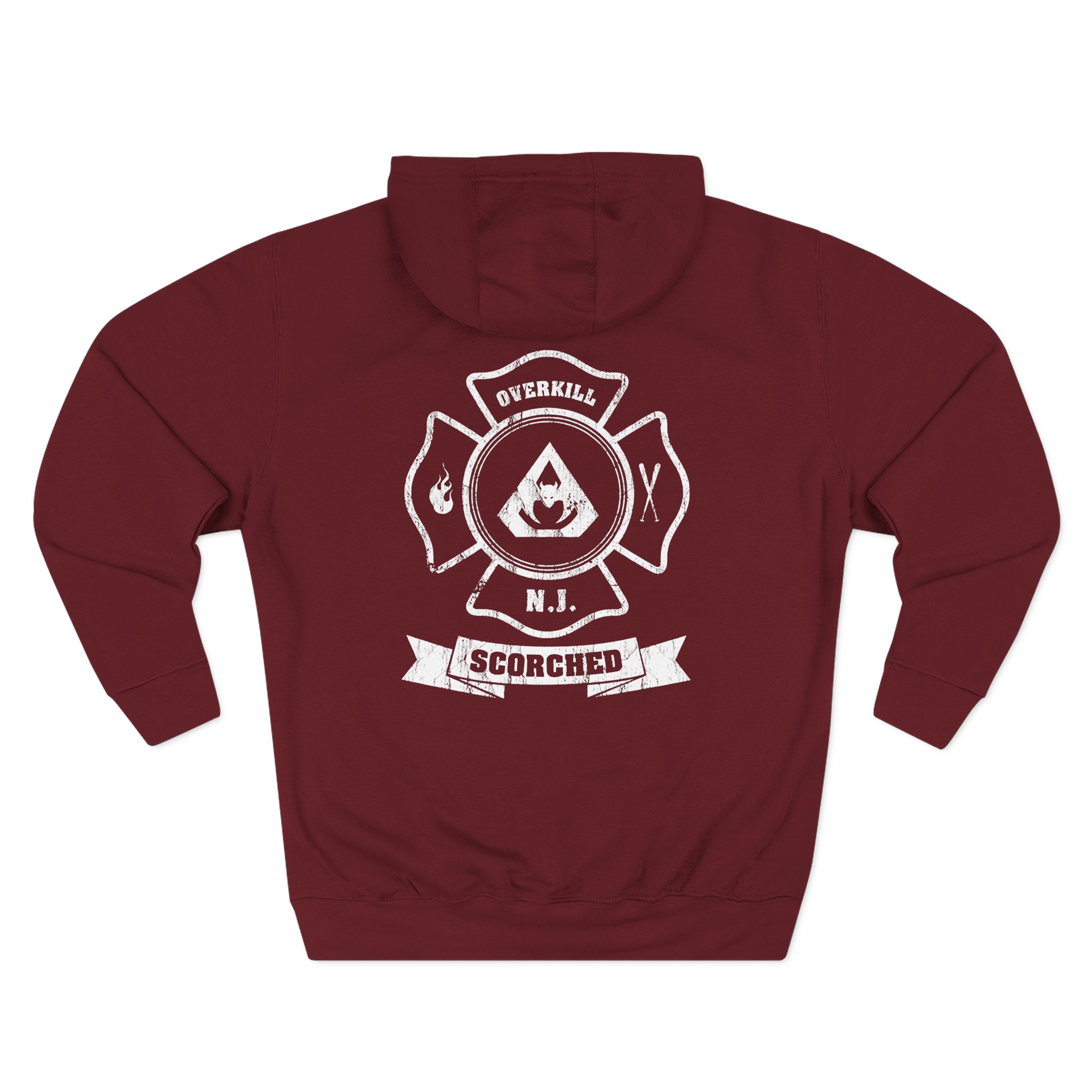 Overkill Scorched Stretched Logo Three-Panel Fleece Hoodie