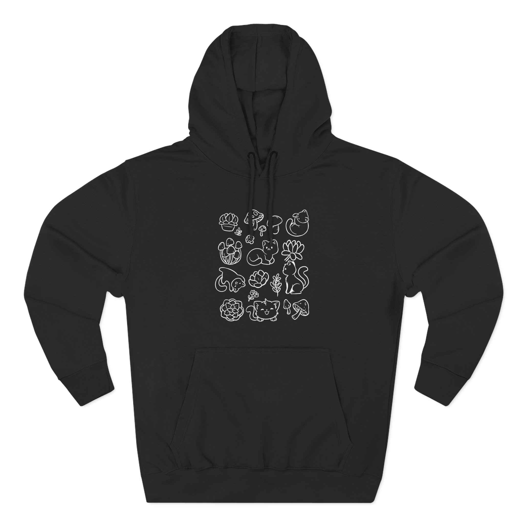 Shubble Plants And Cats Three-Panel Fleece Hoodie